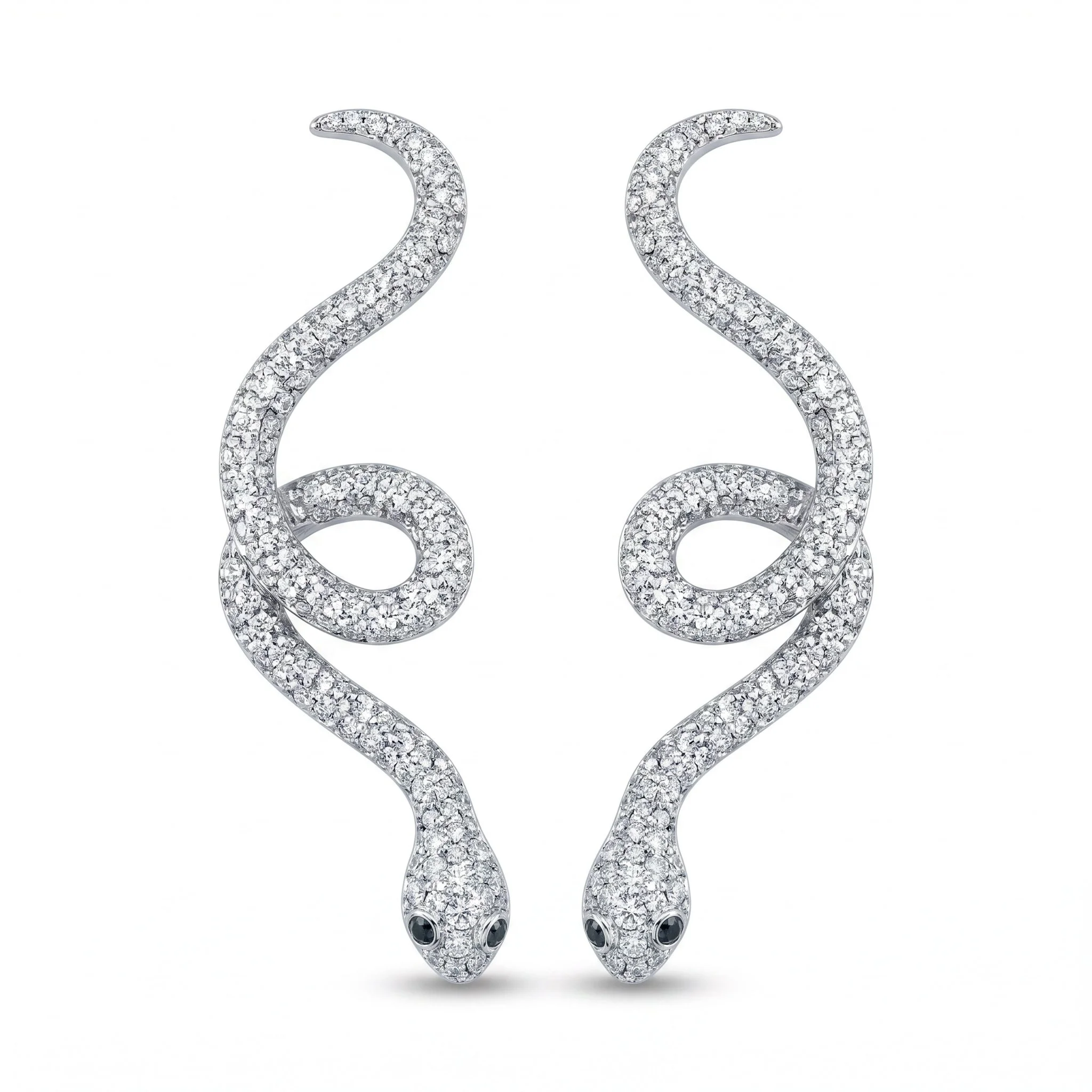 18K White Gold & Diamond Serpent Earrings (2.31ct) (14.74g)