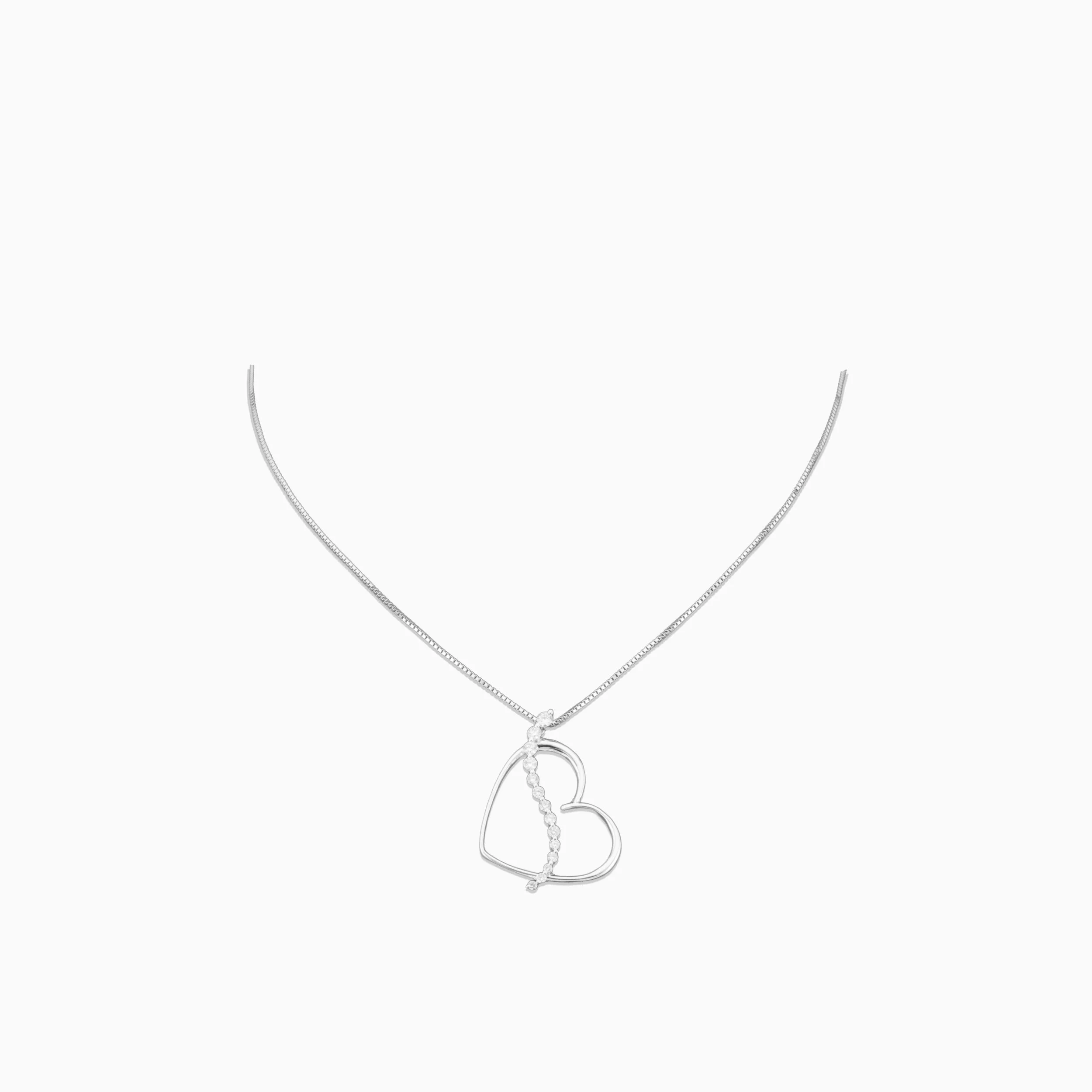 18K White Gold & Diamond Open Heart Pendant (0.22ct)
