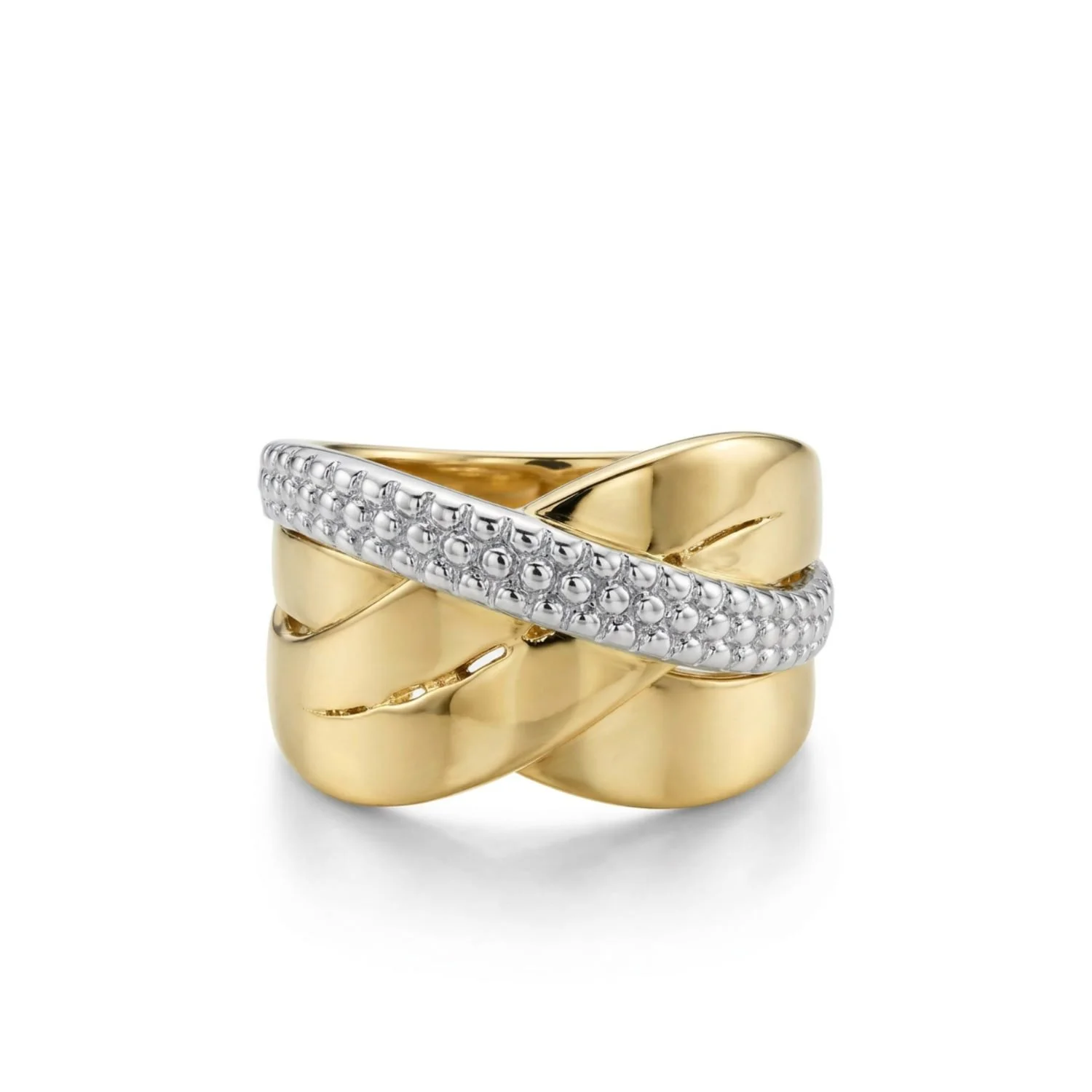 18K Yellow Gold Textured Silver Ring (4.78g)