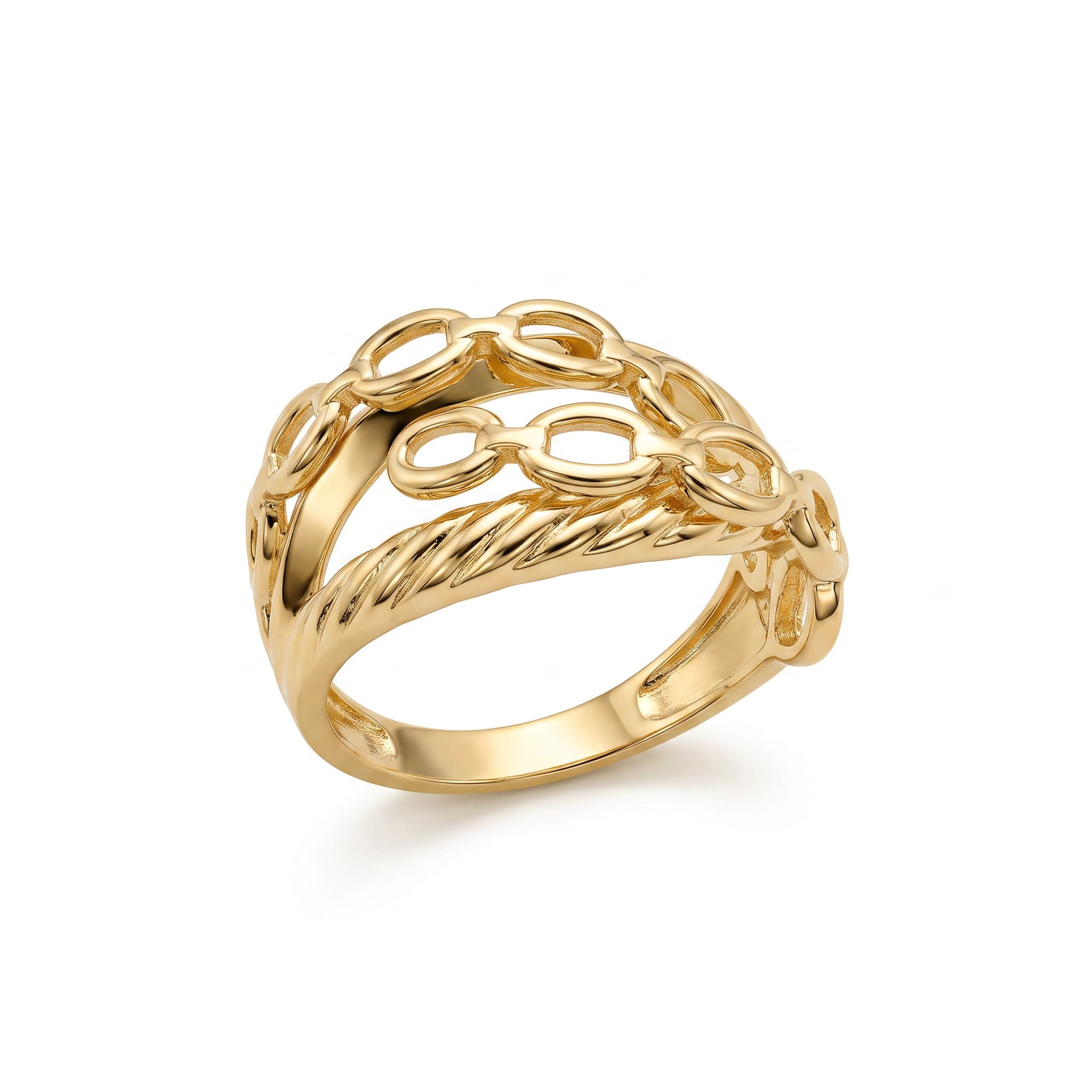 18K Yellow Gold Open Link Rope Ring (3.67g)