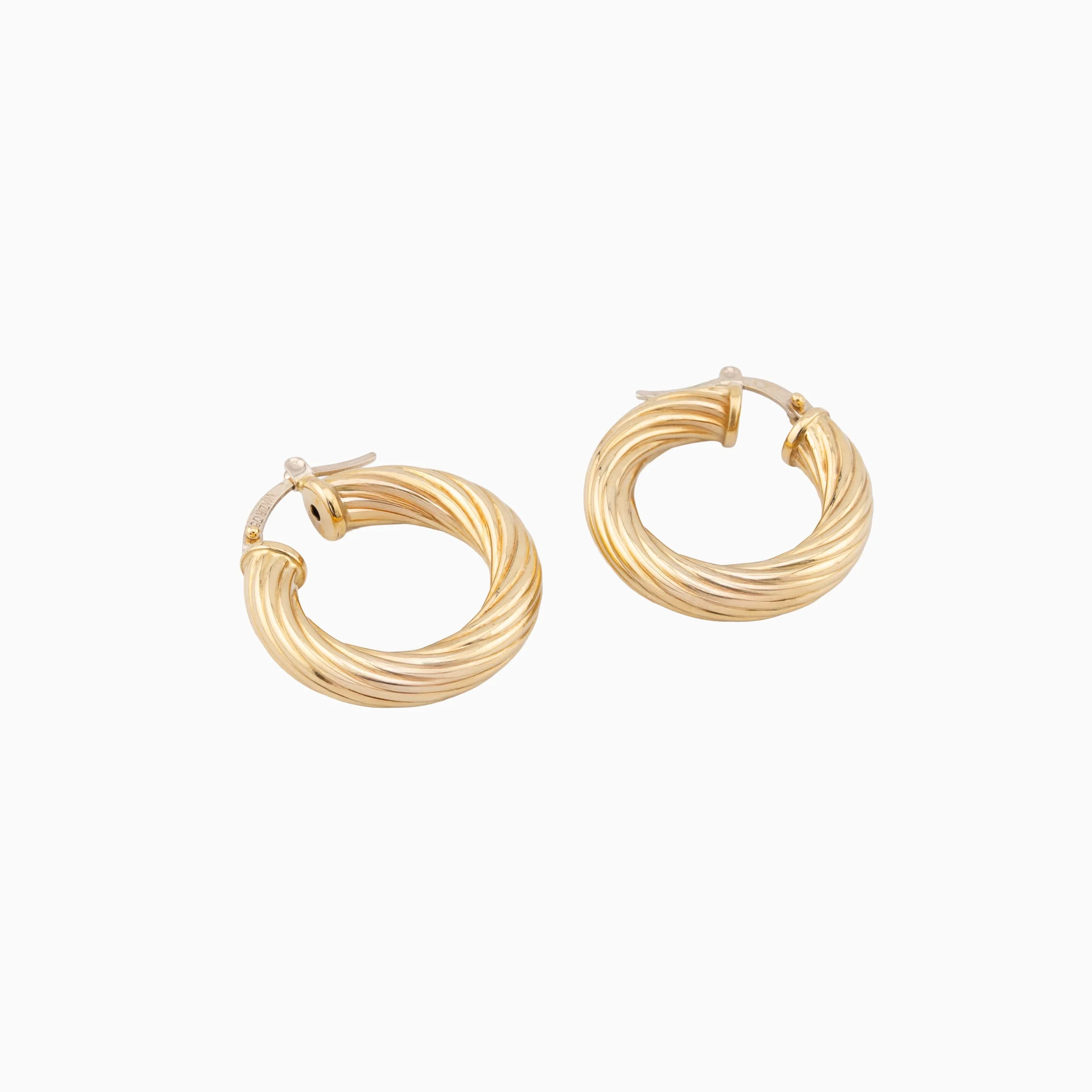 18K Yellow Gold Twisted Hoops Earrings (6.71g)