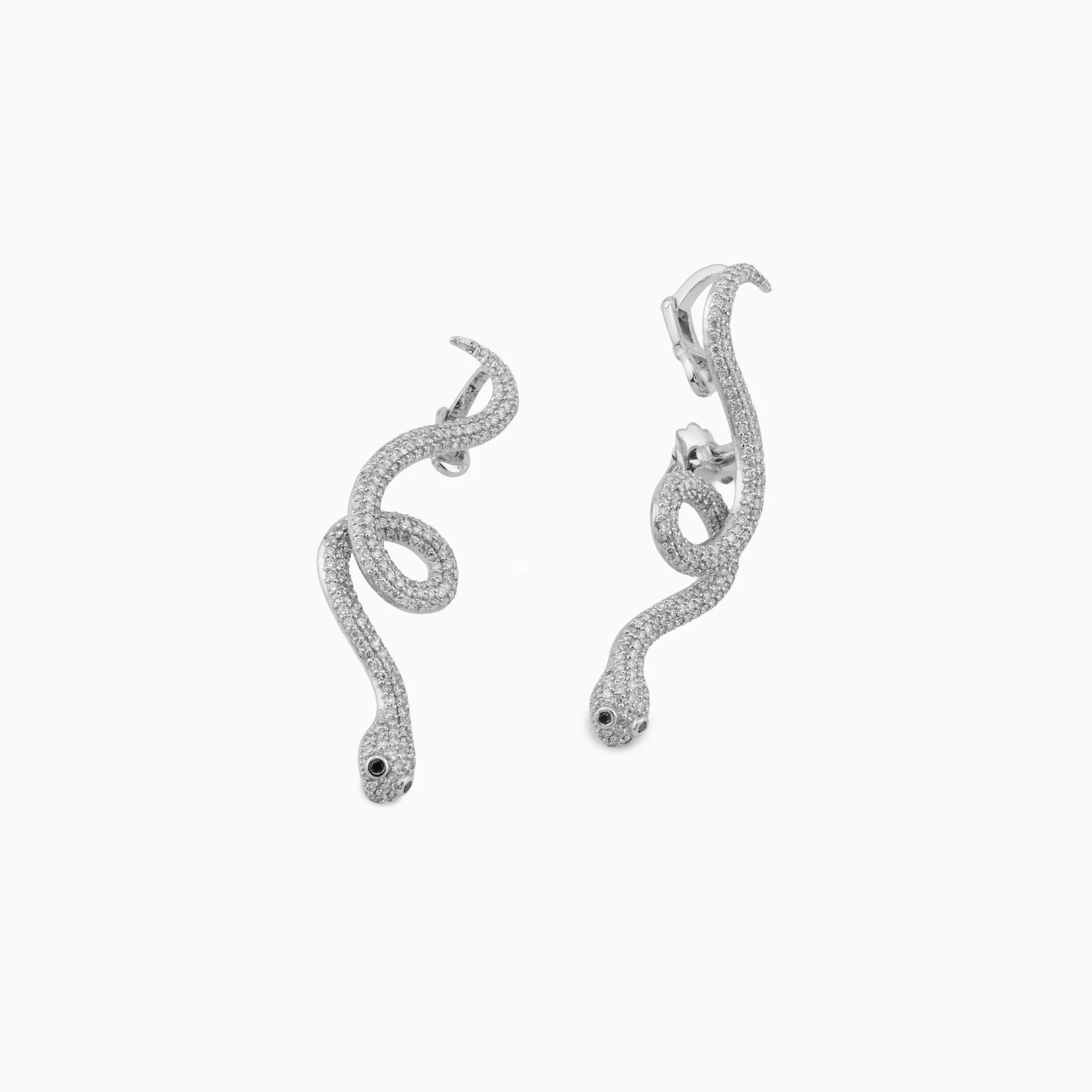 18K White Gold & Diamond Serpent Earrings (2.31ct)
