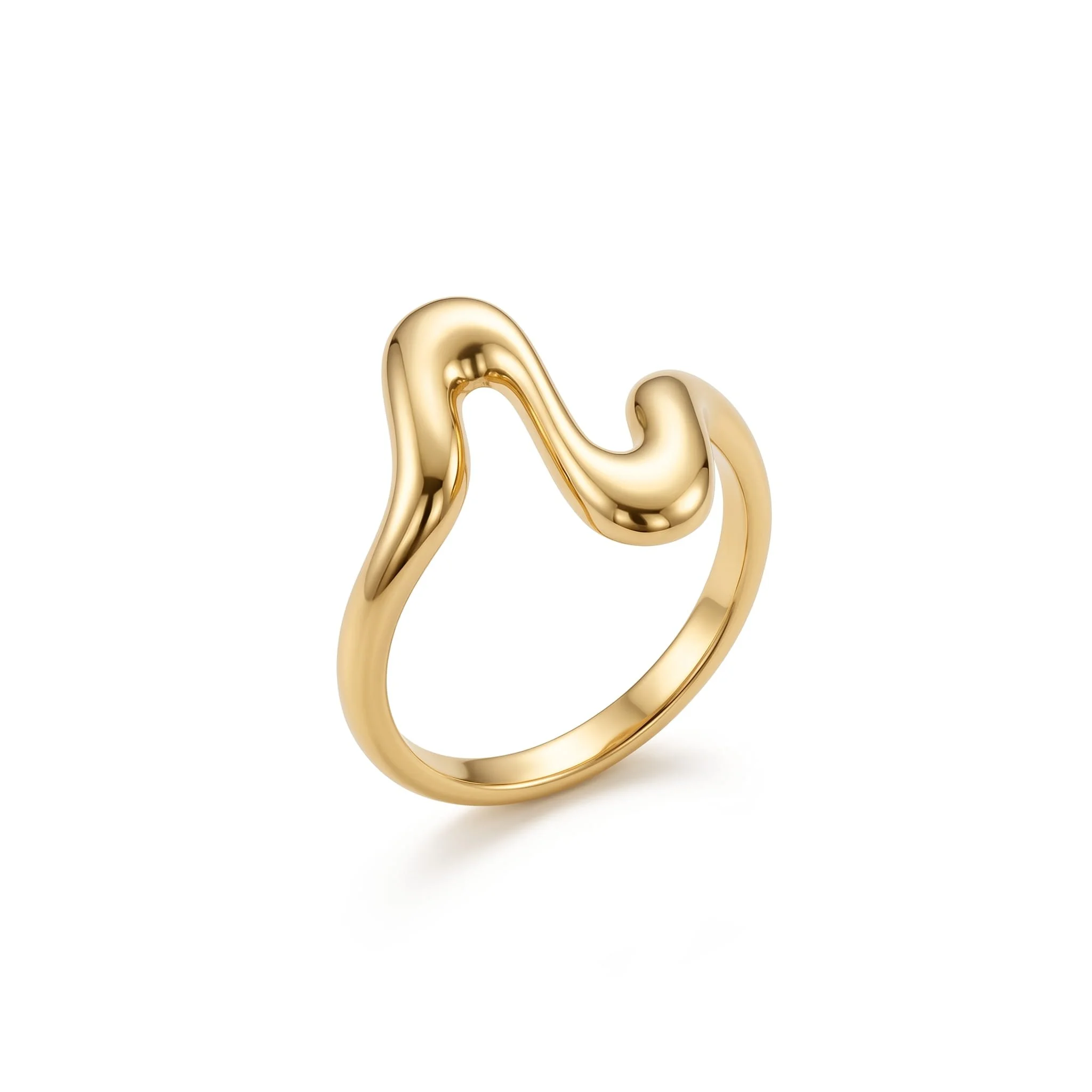 18K Yellow Gold Curved Wave Ring (1.74g)