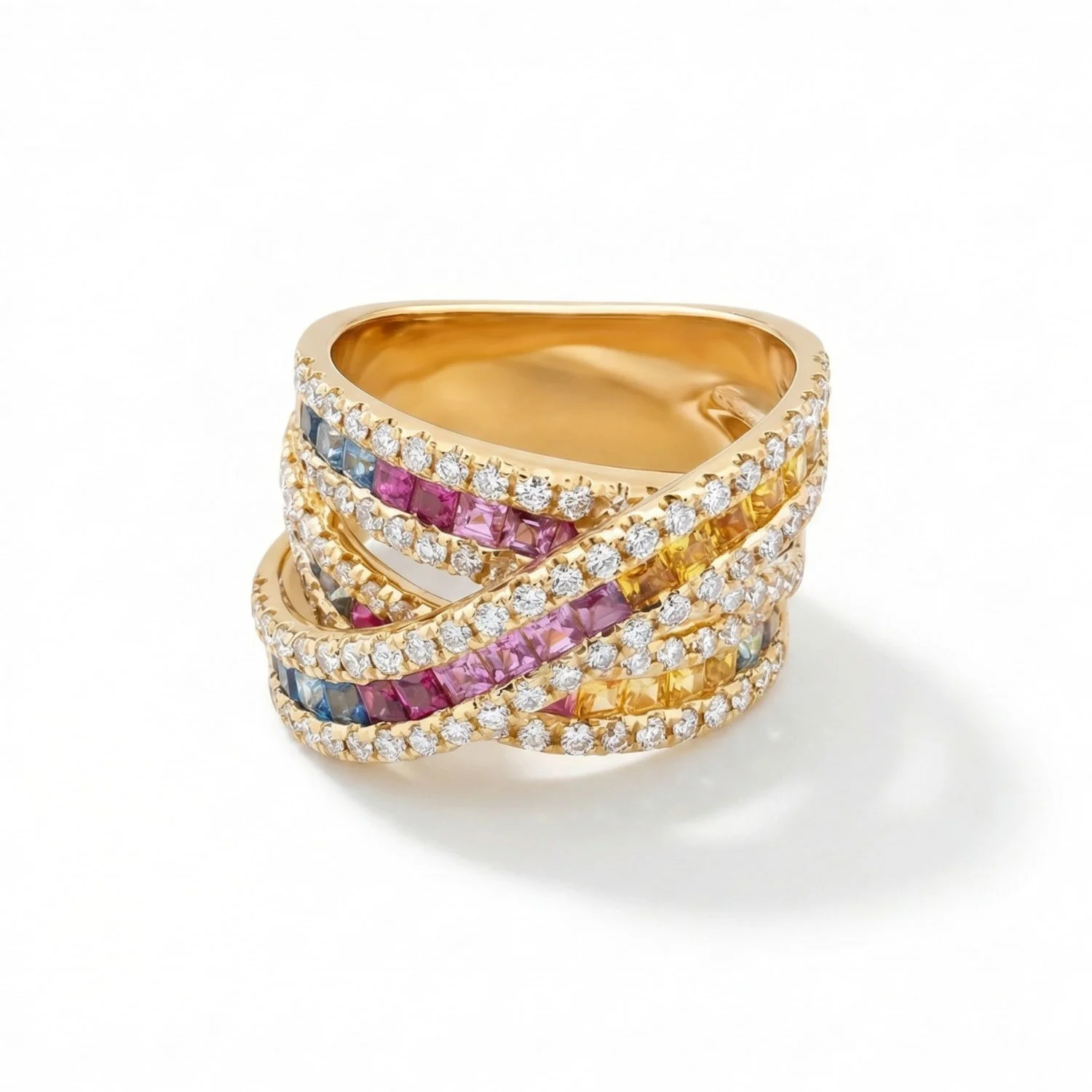 18K Yellow Gold & Diamond Rainbow Ring (2.18ct) (15.37g)
