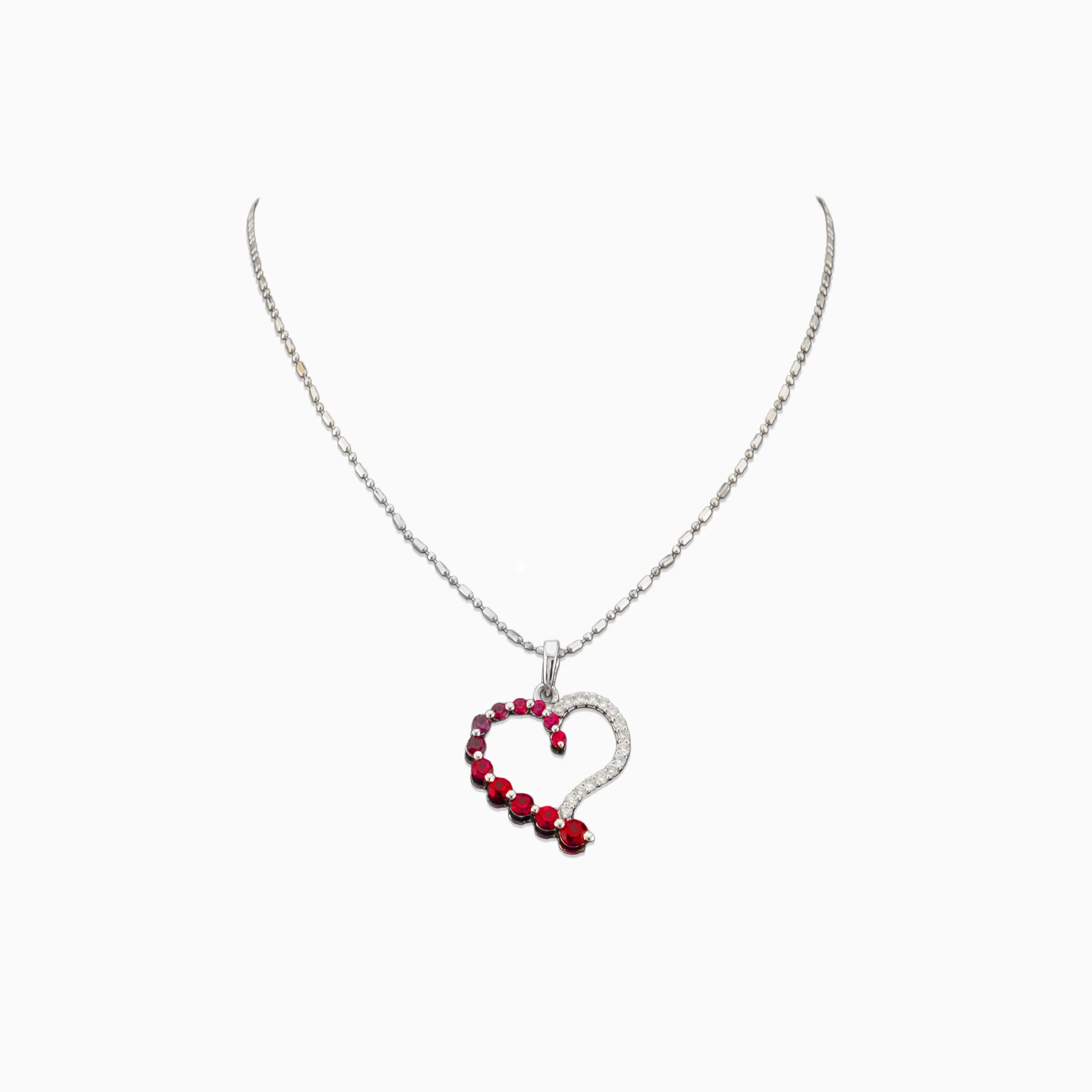 18K White Gold & Diamond With Ruby Pendant (0.32ct)