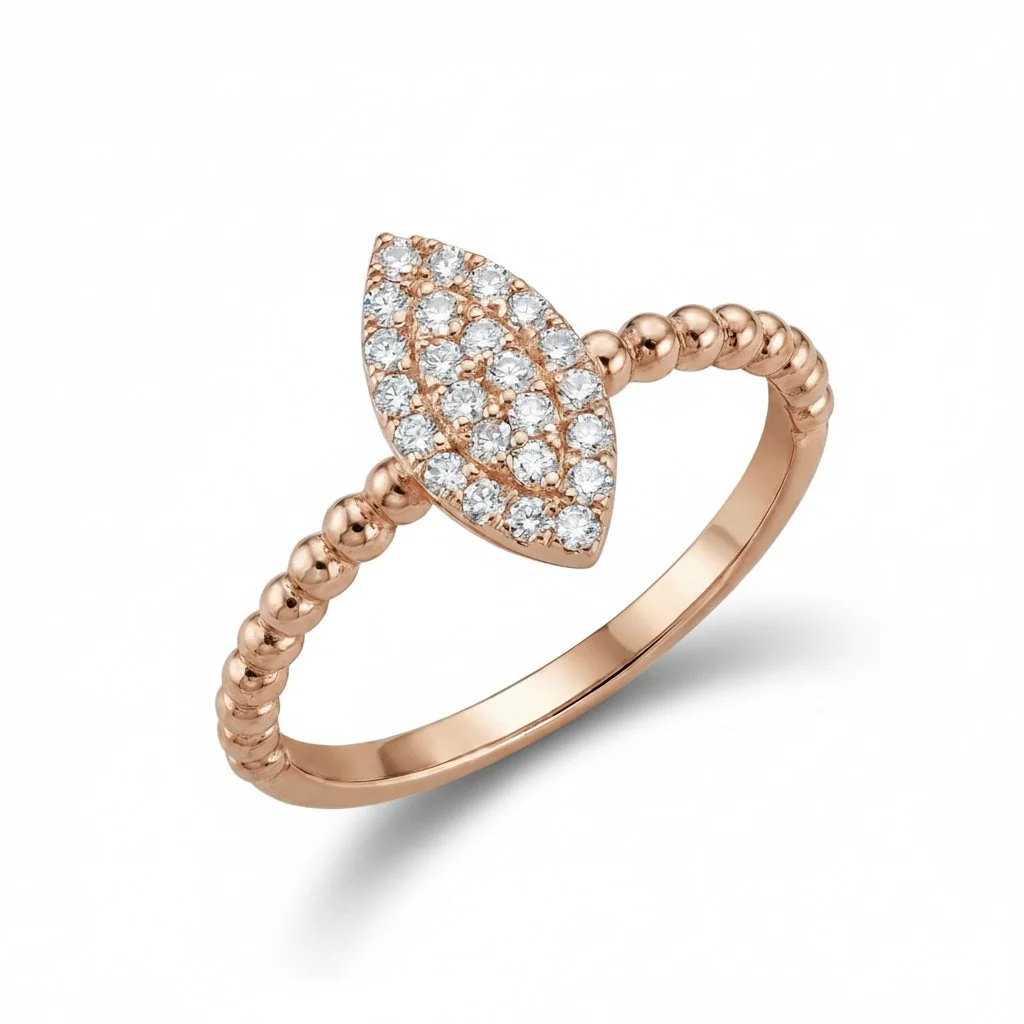 18K Rose Gold & Diamond Ring (0.15ct) (2.65g)