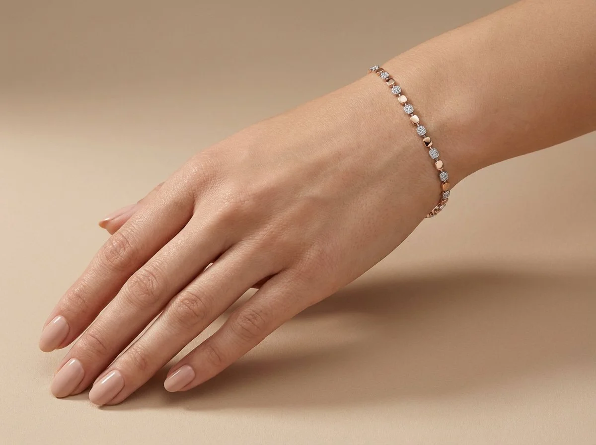 18K Rose Gold & Diamond Two-Tone Bracelet (0.63ct) (6.18g)