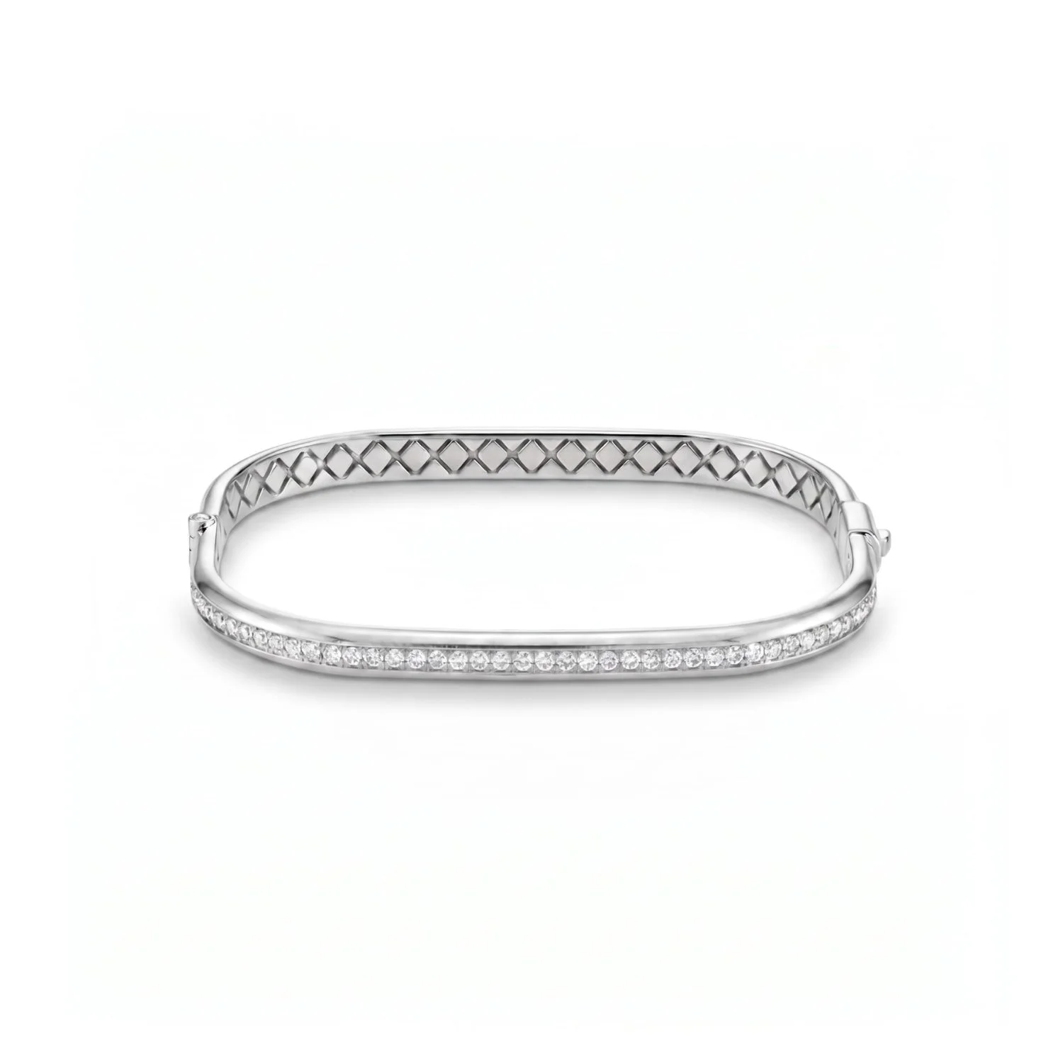 18K White Gold & Diamond Lattice Bangle (0.42ct) (8.35g)