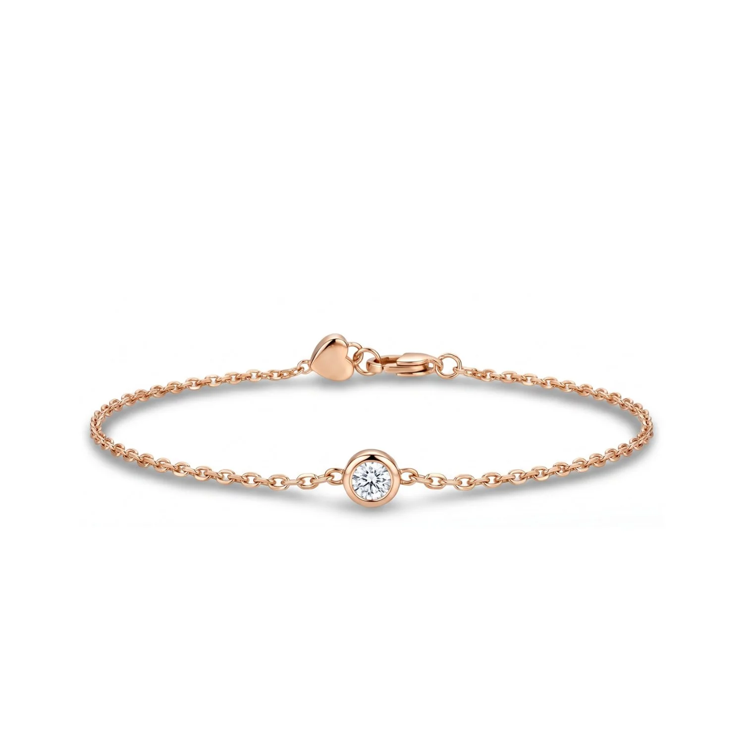 18K Rose Gold & Diamond Solo Bracelet (0.07ct) (1.54g)