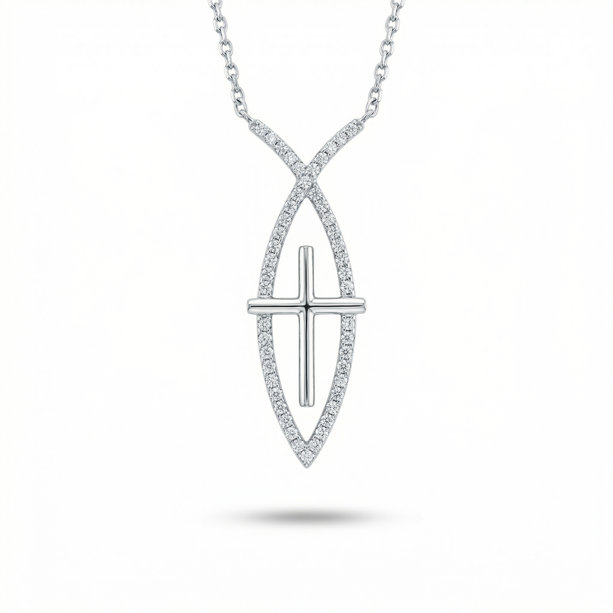 18K White Gold & Diamond Cross Pendant (0.42ct) (6.30g)