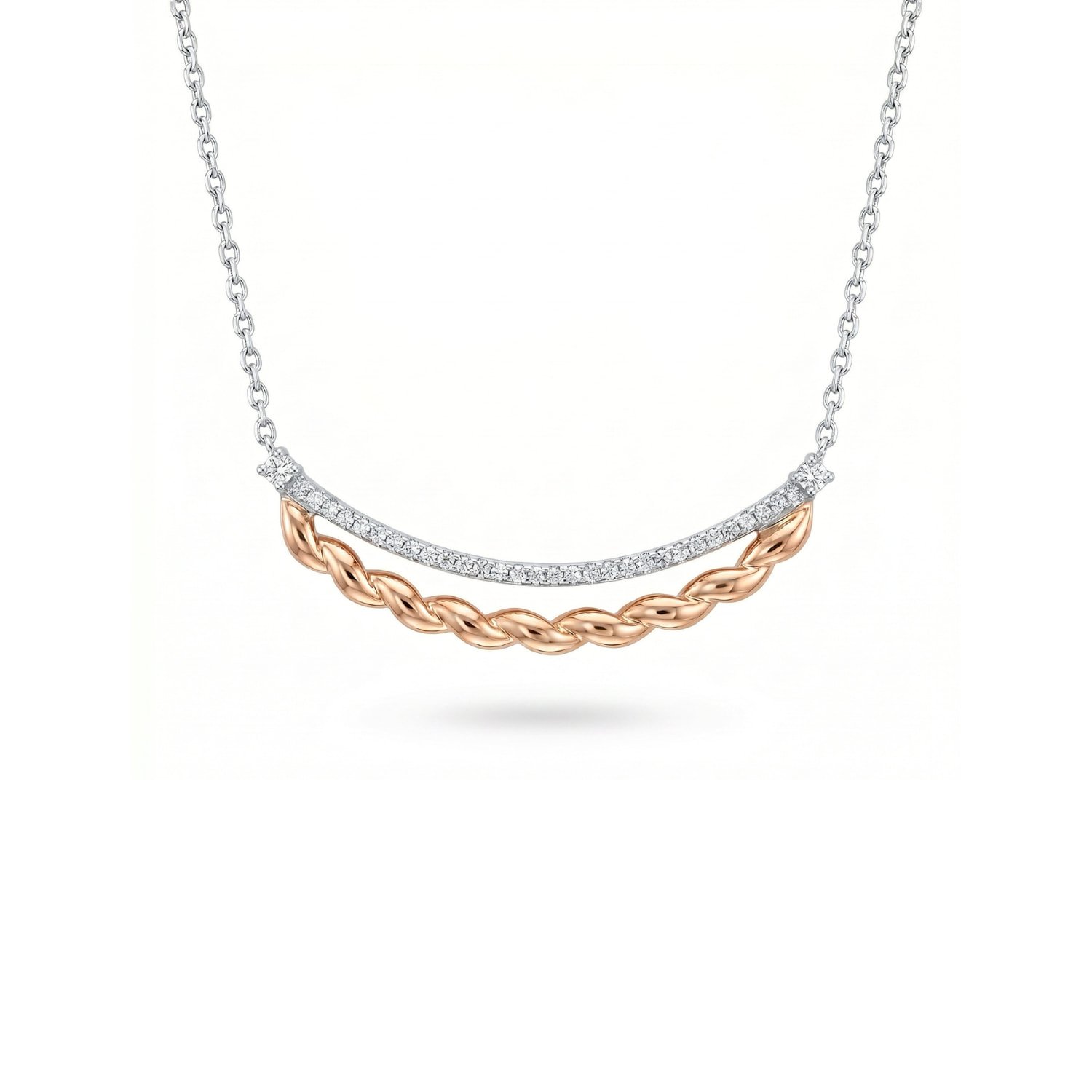 18K White Gold & Diamond Two-Tone Twist Pendant (0.18ct) (4.25g)
