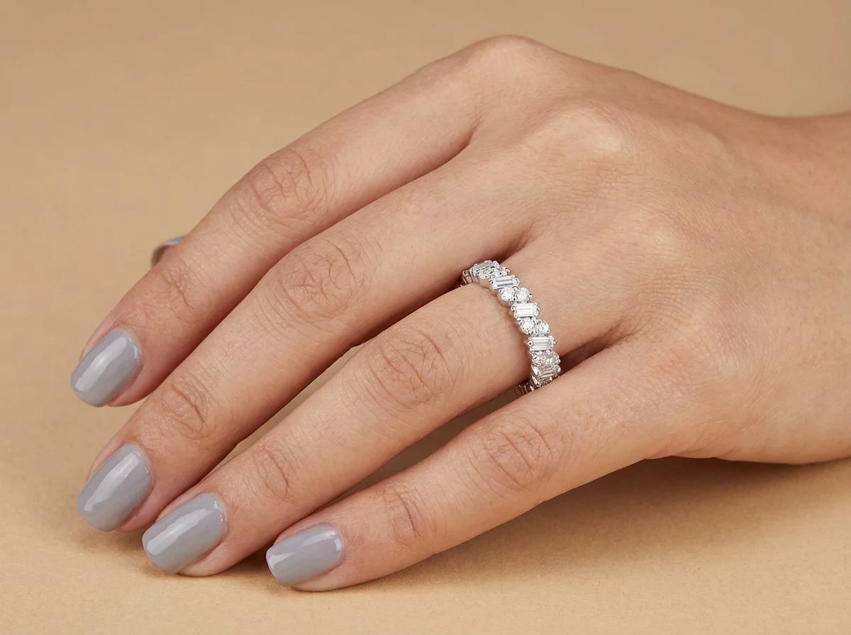 18K White Gold & Diamond Eternity Band Engagement Ring (1.82ct) (3.52g)