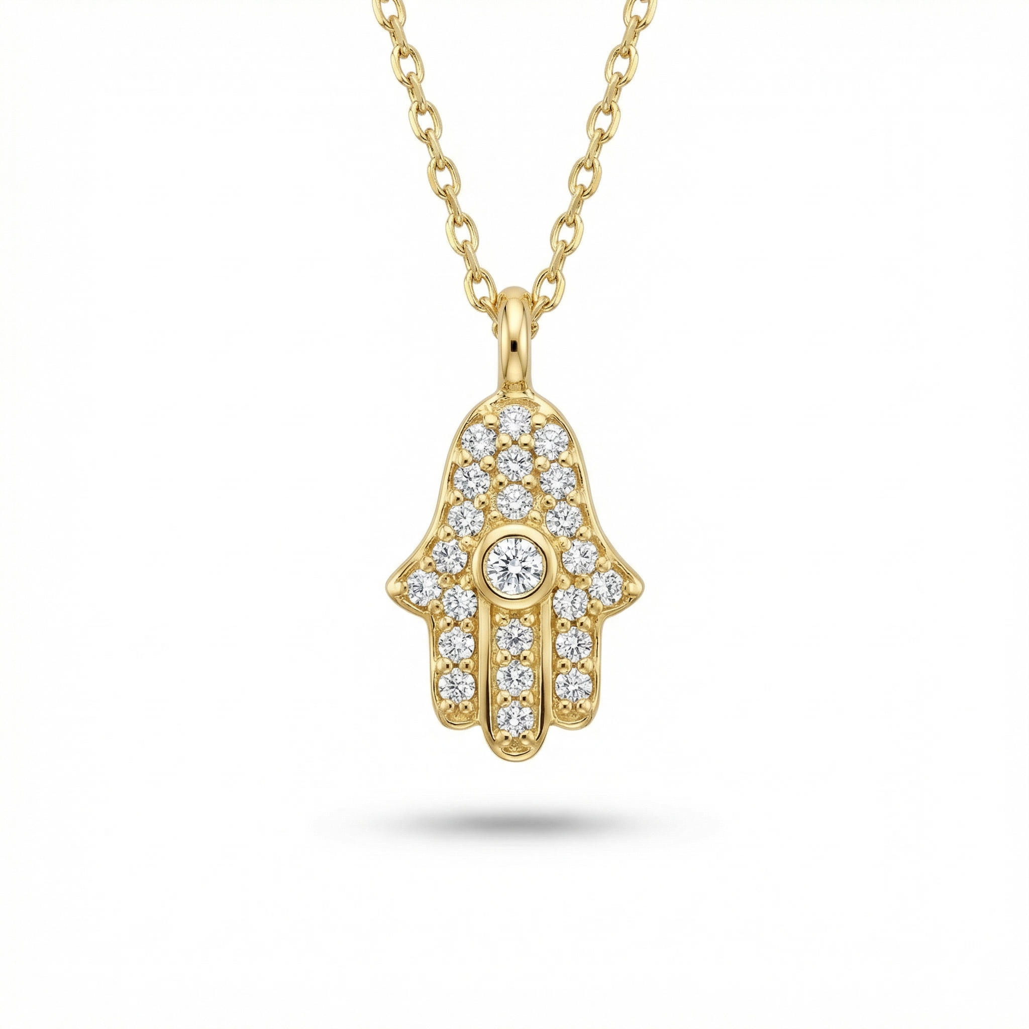 18K Yellow Gold & Diamond Hamsa Pendant (0.09ct) (1.50g)