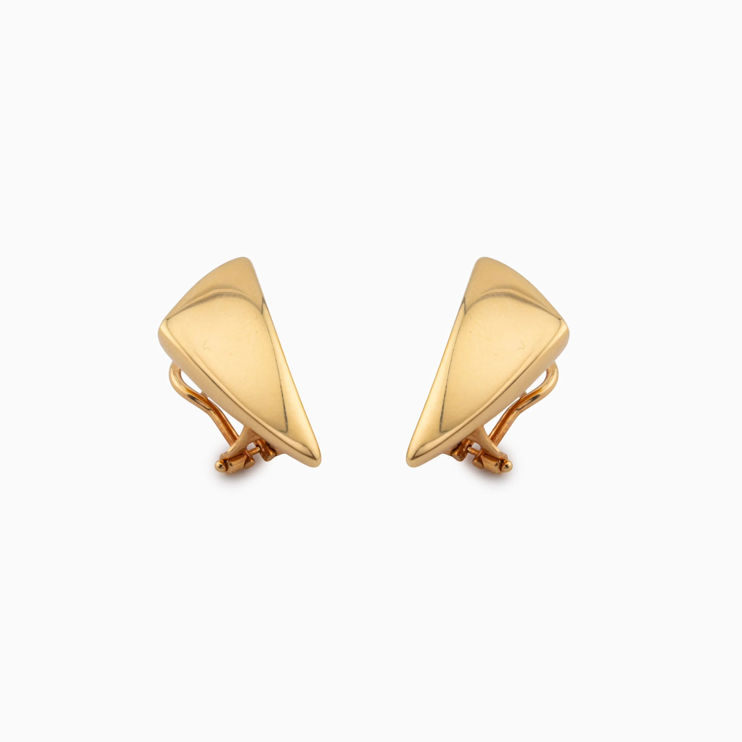 18K Yellow Gold Triangle Clip Earrings (4.46g)