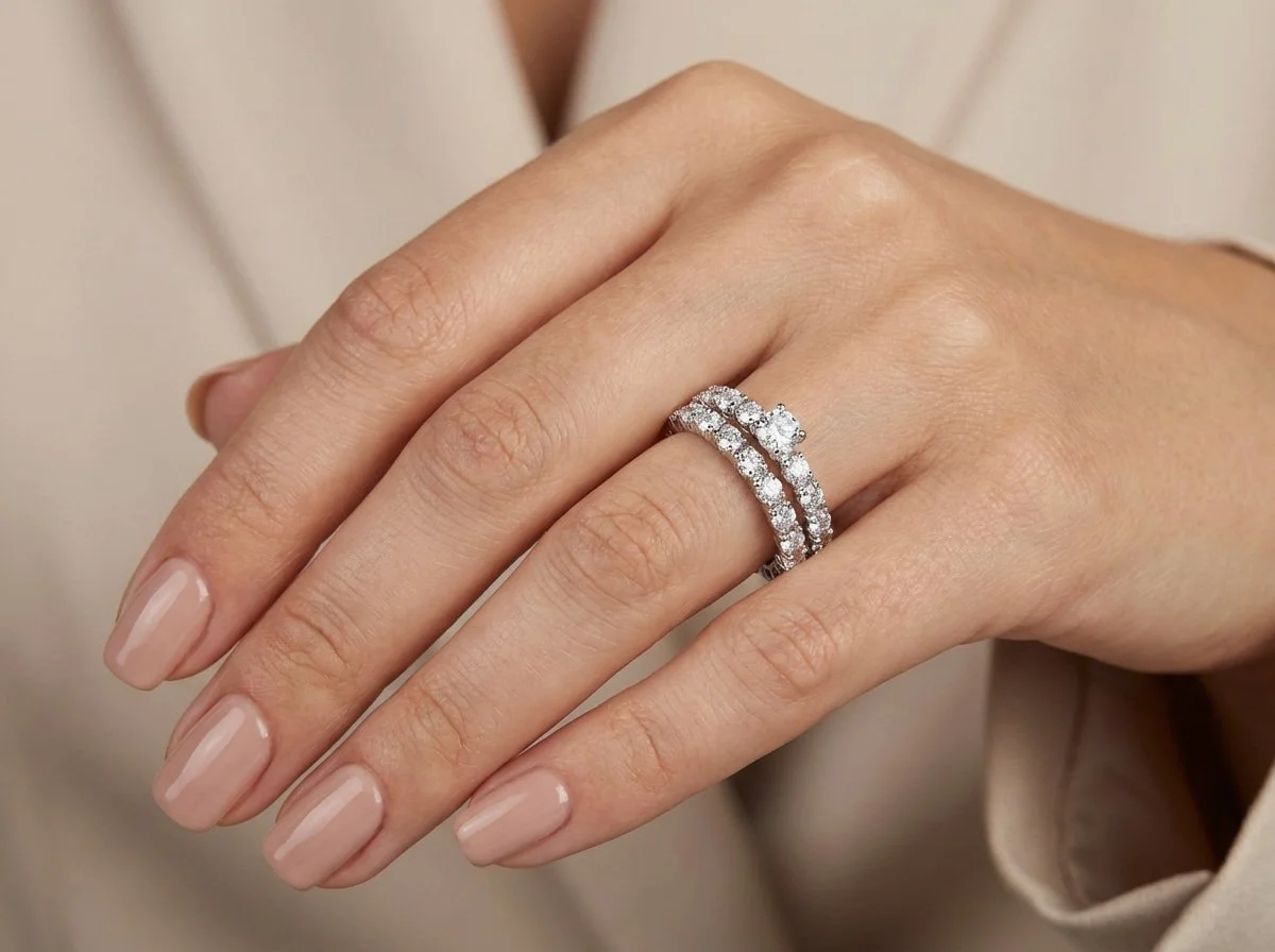 18K White Gold & Diamond Engagement Twin Rings (1.80ct) (5.73g)