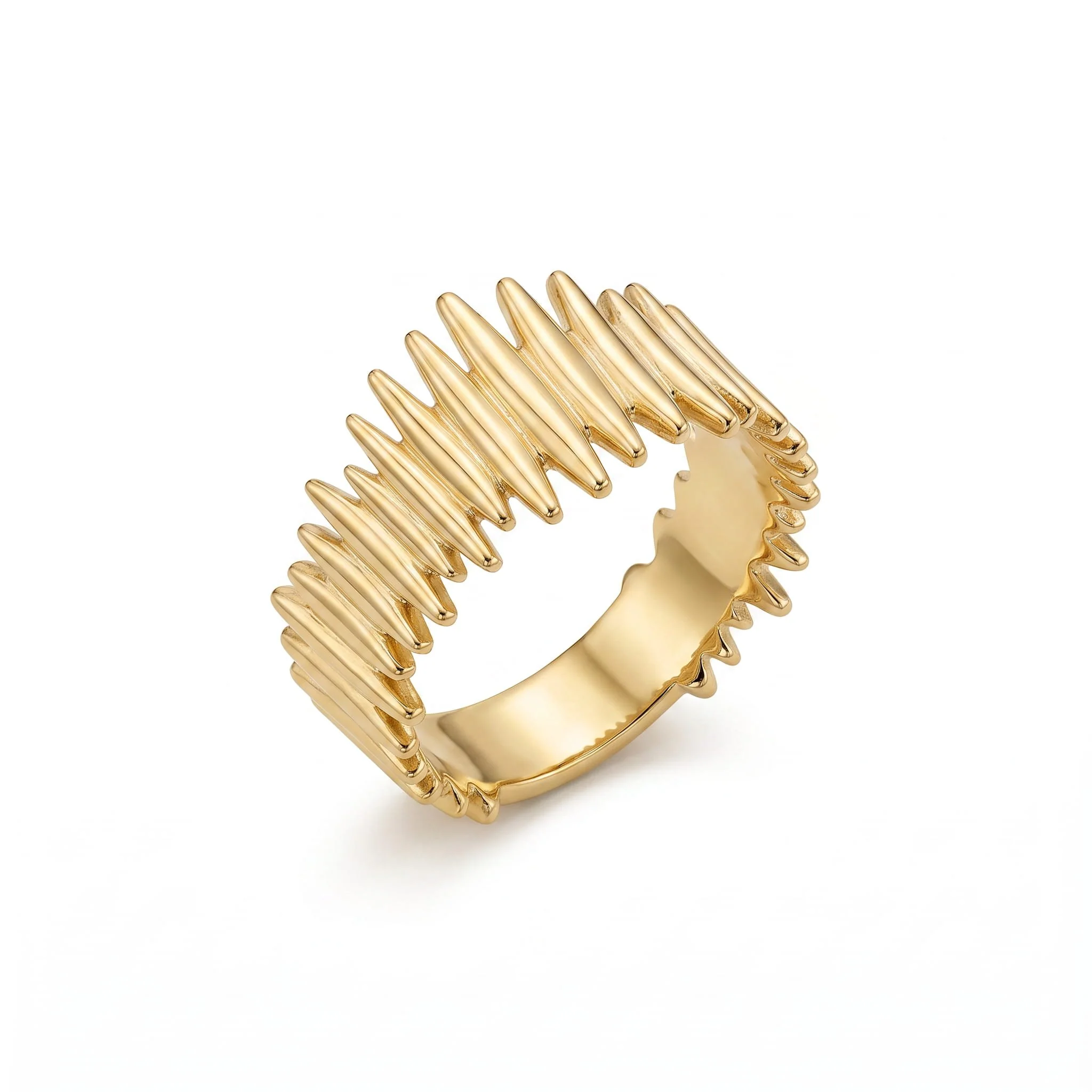 18K Yellow Gold Fluted Wide Band Ring (4.70g)