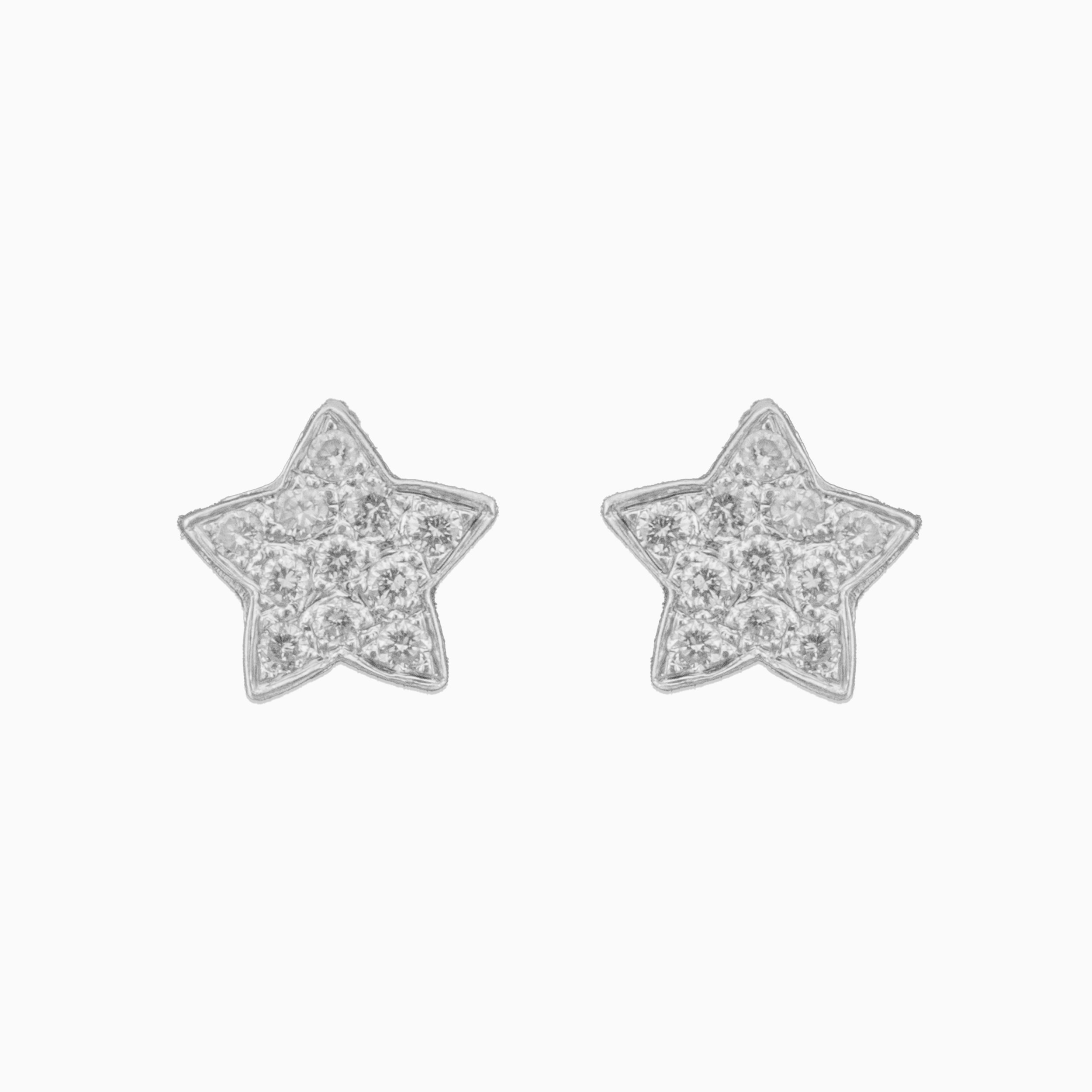 18K White Gold & Diamond Star Earrings (0.28ct)