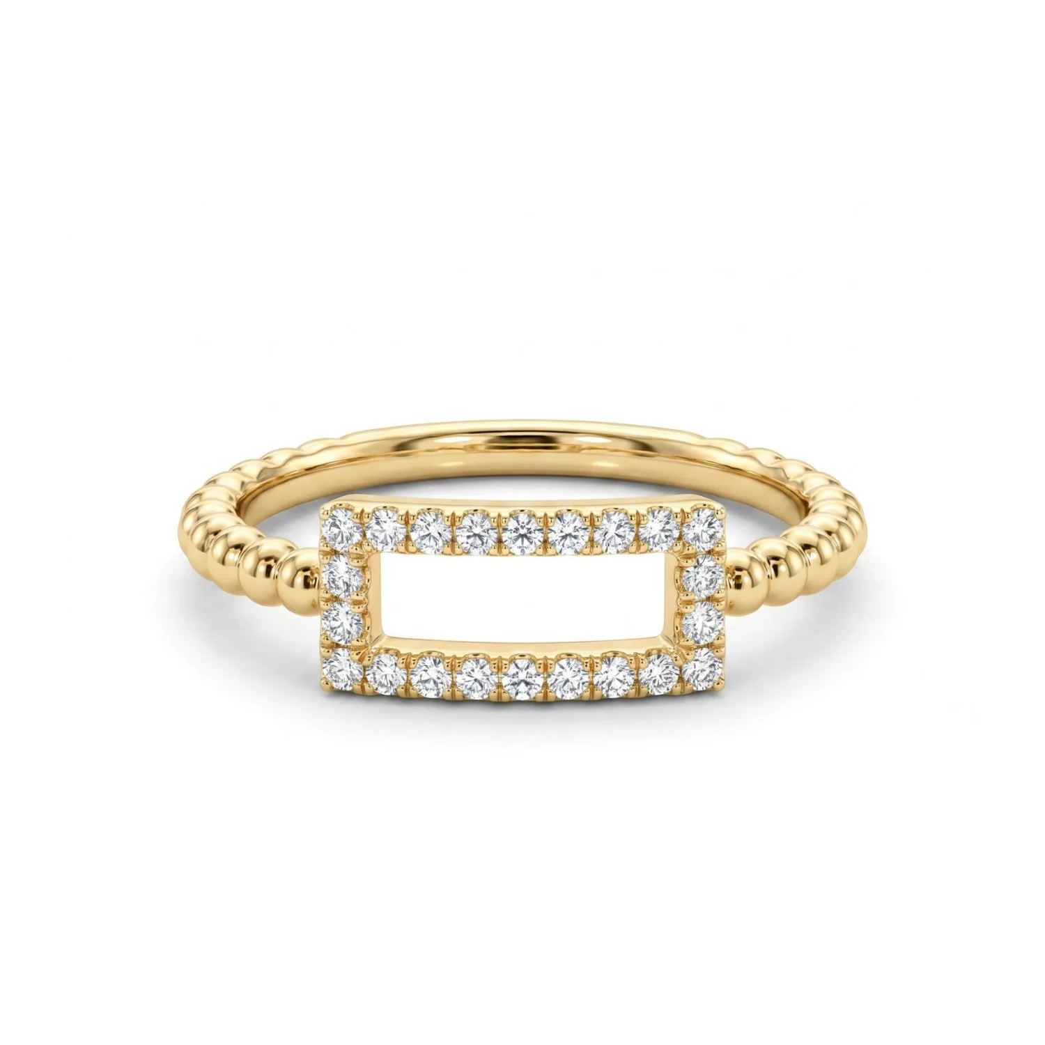 18K Yellow Gold & Diamond Open Rectangle Ring (0.20ct) (2.64g)