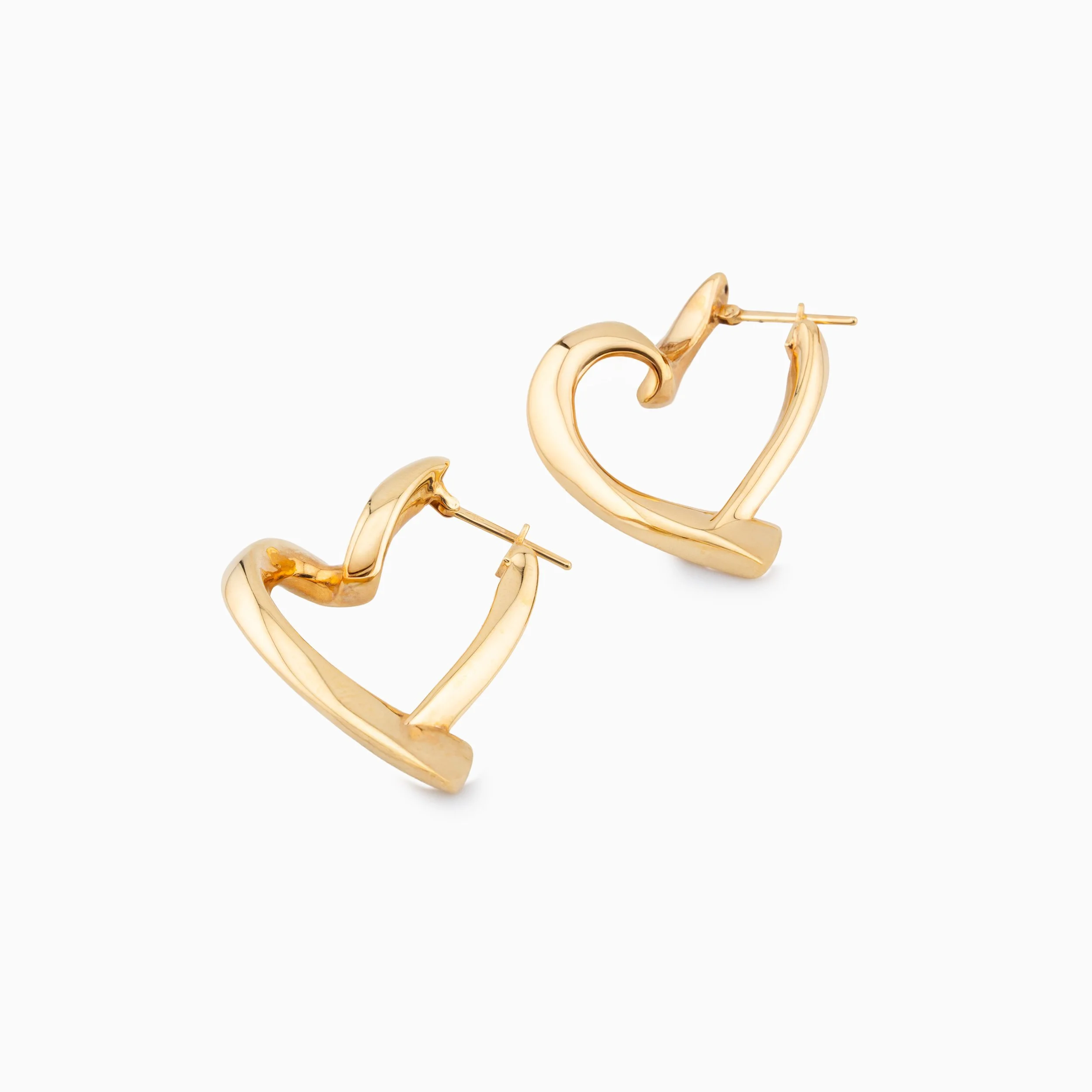 18K Yellow Gold Open Heart Earrings (5.30g)