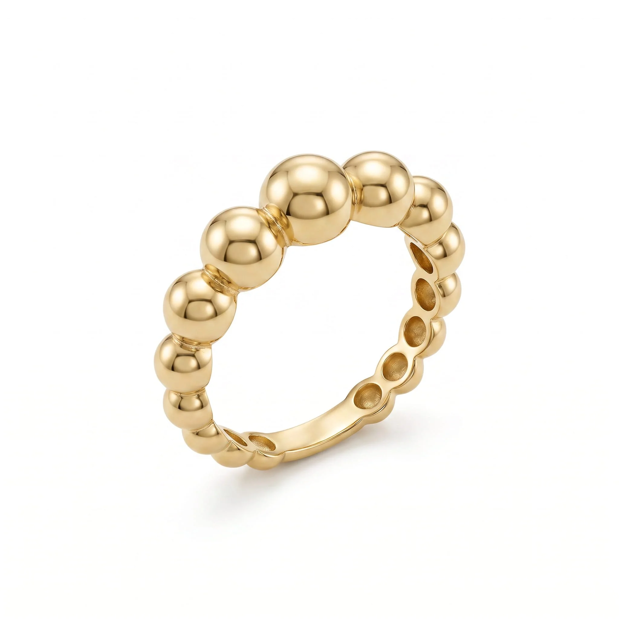 18K Yellow Gold Graduated Bead Ring (2.73g)