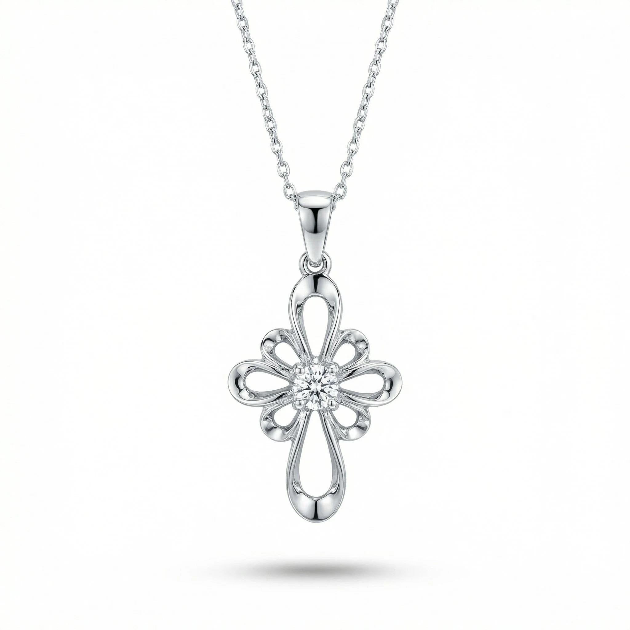 18K White Gold & Diamond Cross Pendant (0.18ct) (3.26g)