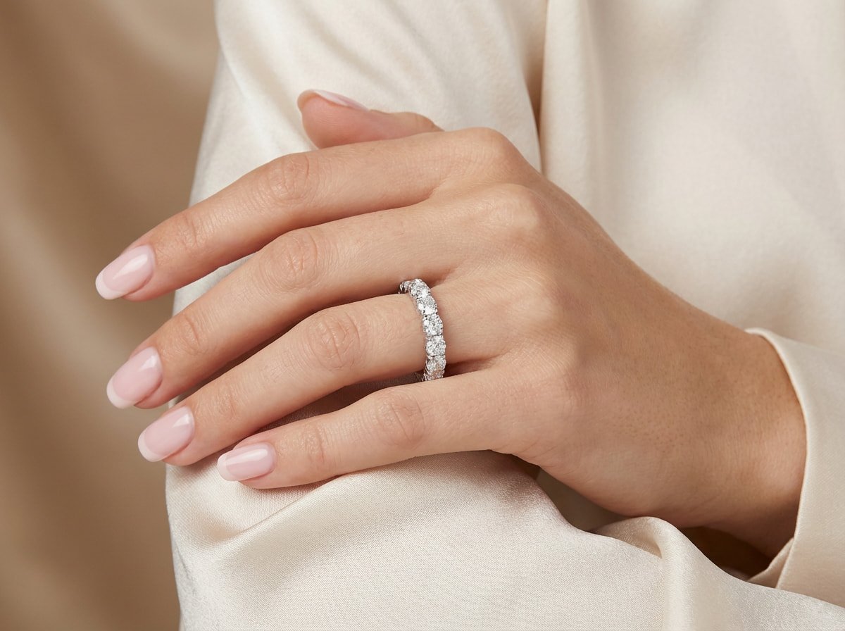 18K White Gold & Diamond Eternity Band Engagement Ring (1.68ct) (2.48g)