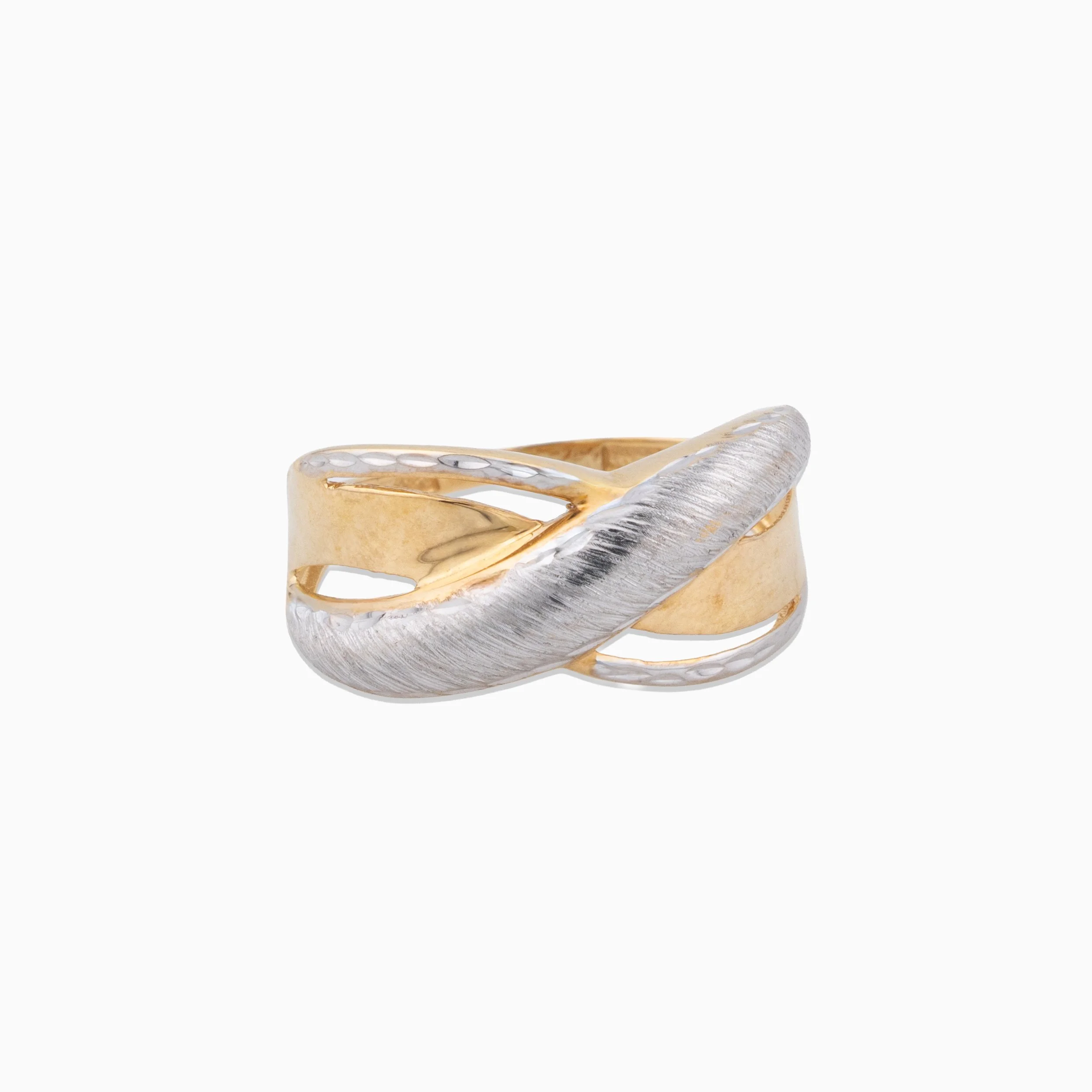18K Yellow Gold Two-Tone Brushed Ring (2.83g)
