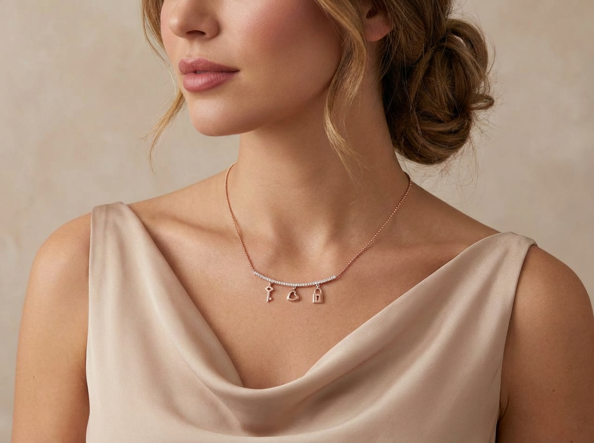 18K Rose Gold & Diamond Key to My Heart Pendant (0.28ct)