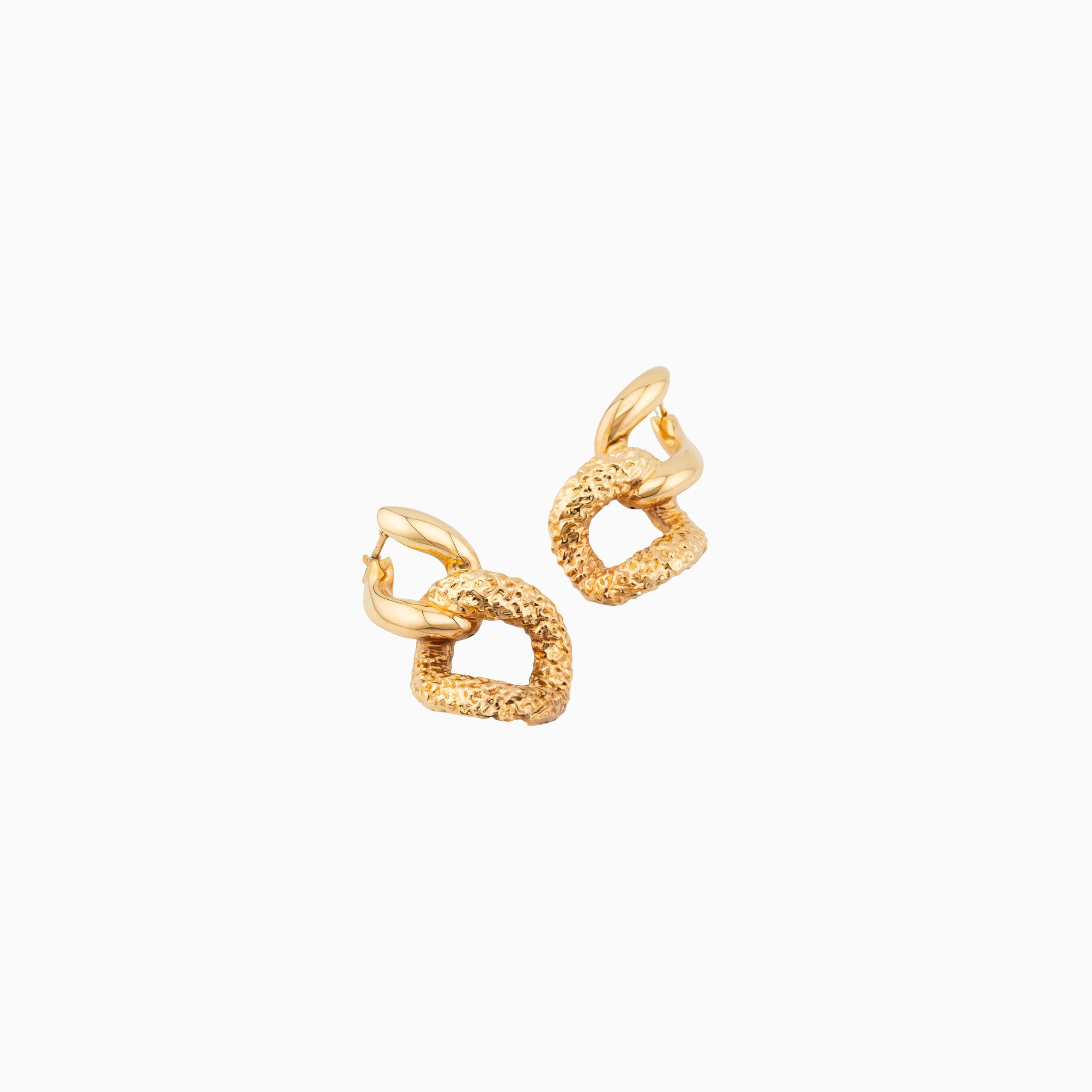 18K Yellow Gold Textured Loop Earrings (7.56g)