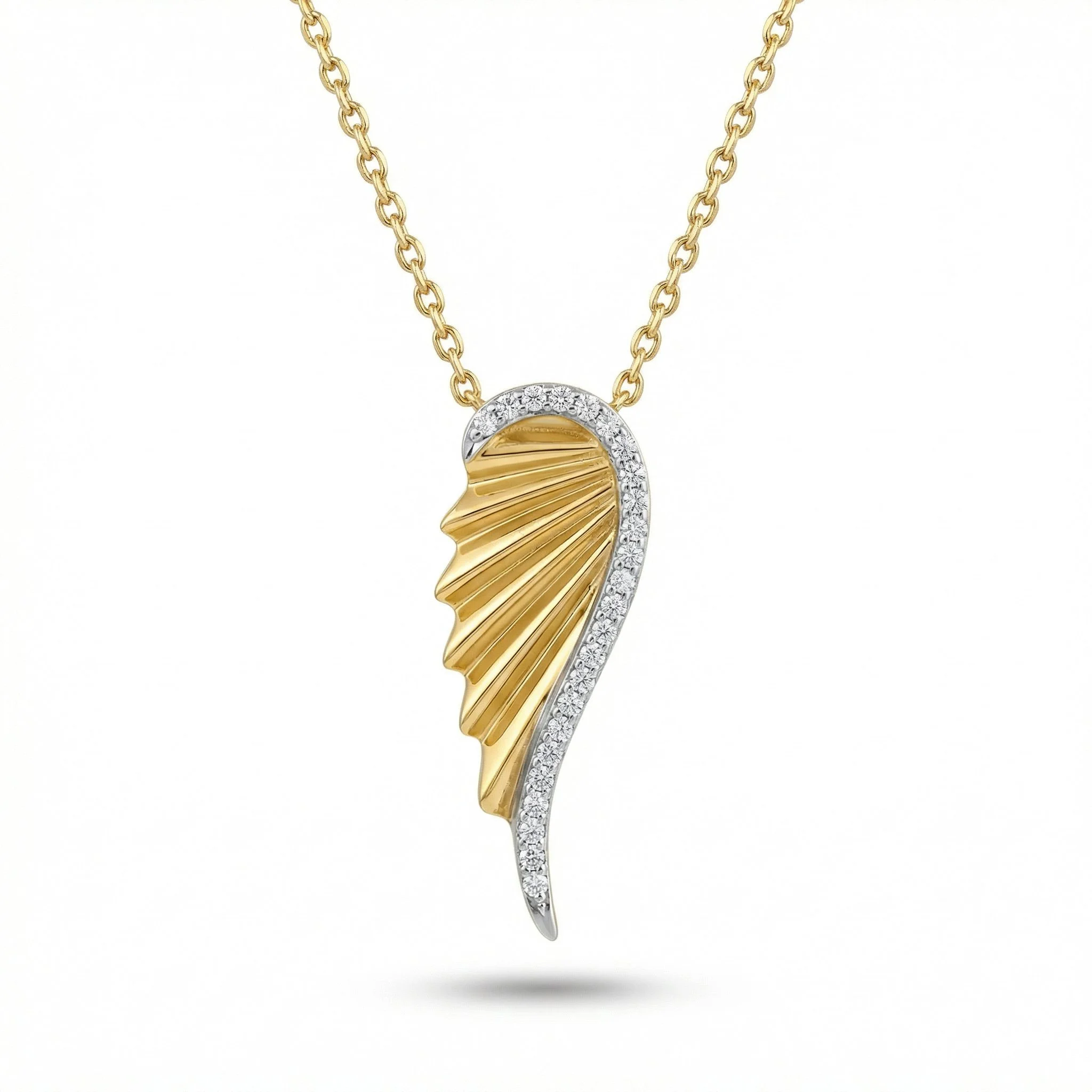18K Yellow Gold & Diamond Angel Wing Pendant (0.25ct) (6.45g)