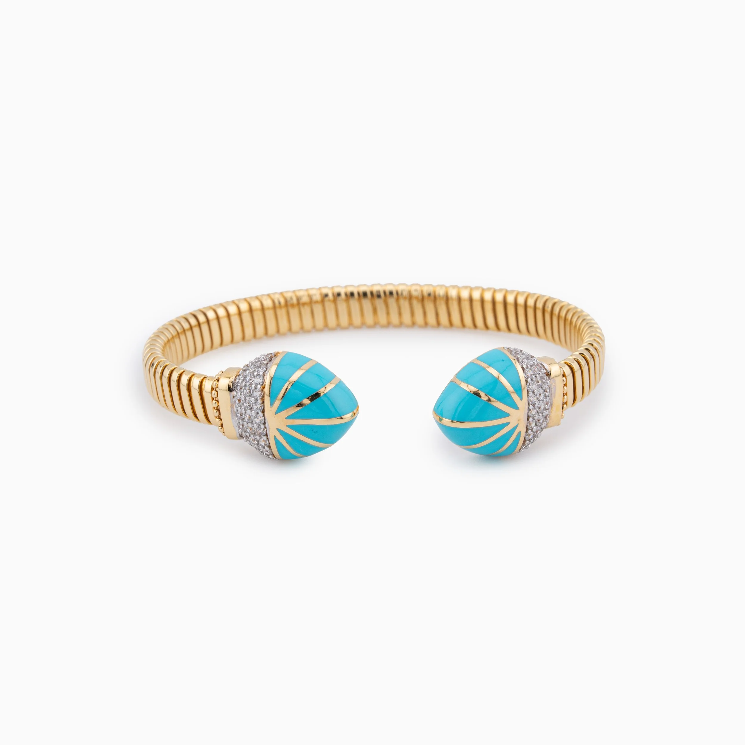 18K Yellow Gold Turquoise Capri Bangle (25g)
