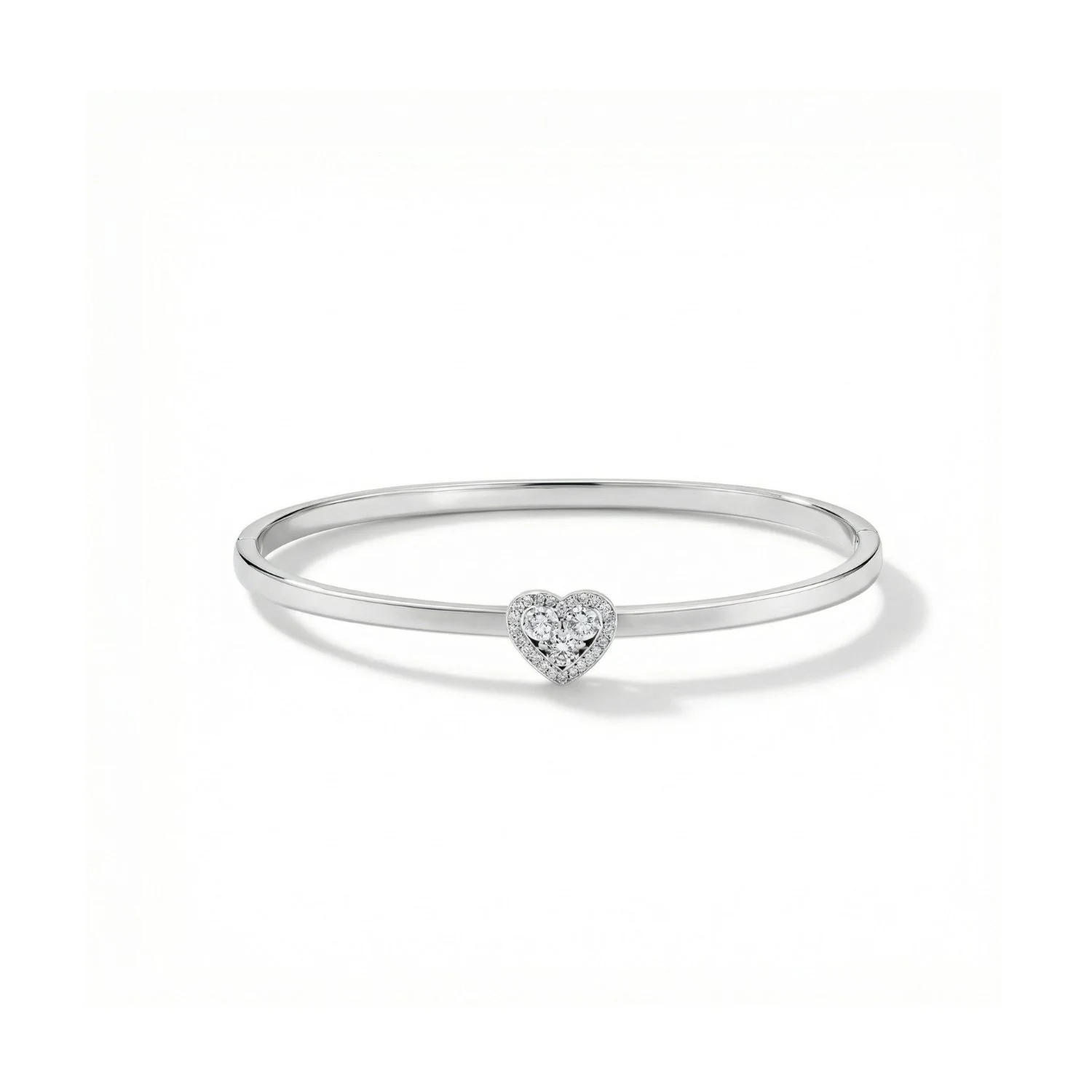 18K White Gold & Diamond Heart Bangle (0.50ct) (11.61g)