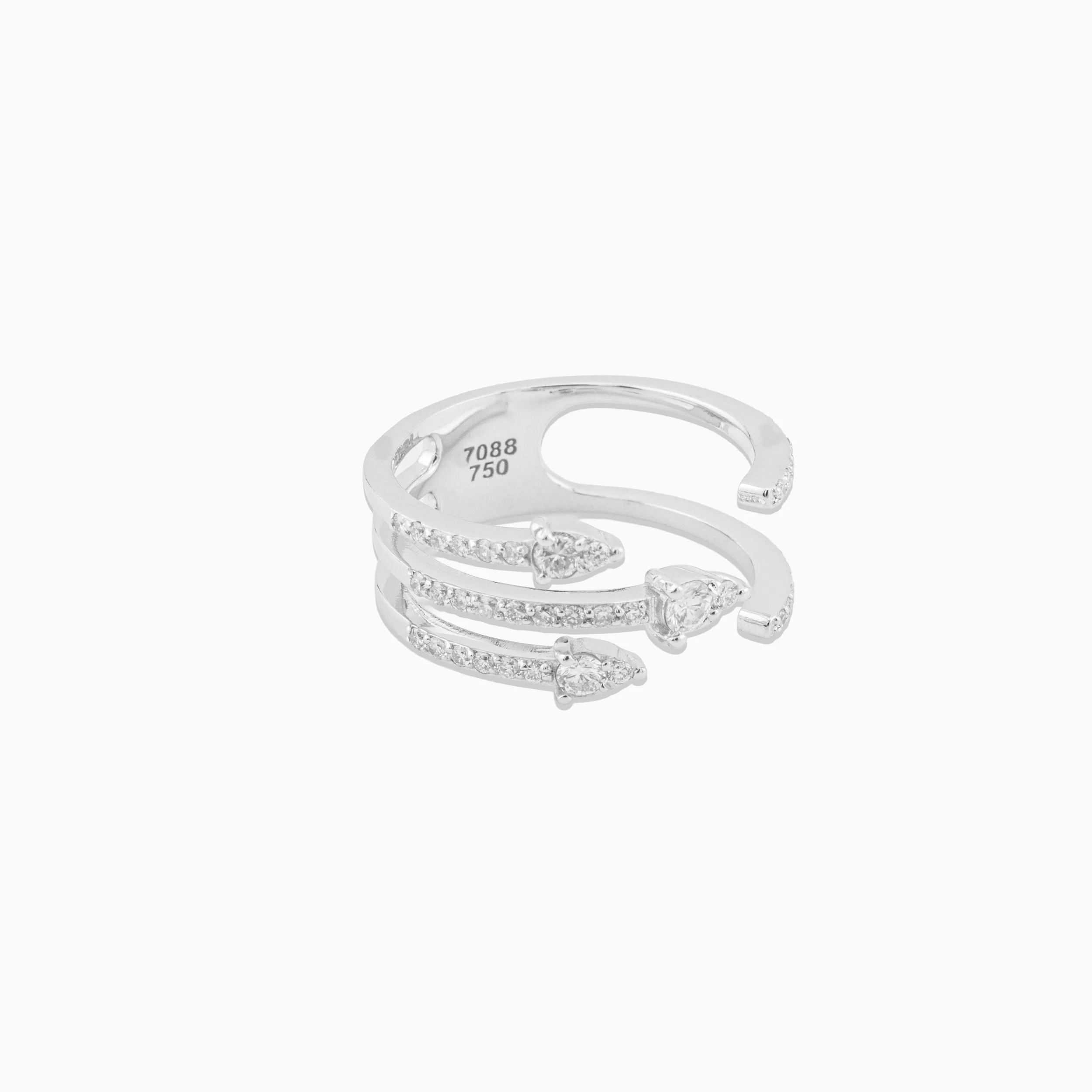 18K White Gold & Diamond Triple Arrow Ring (0.50ct)
