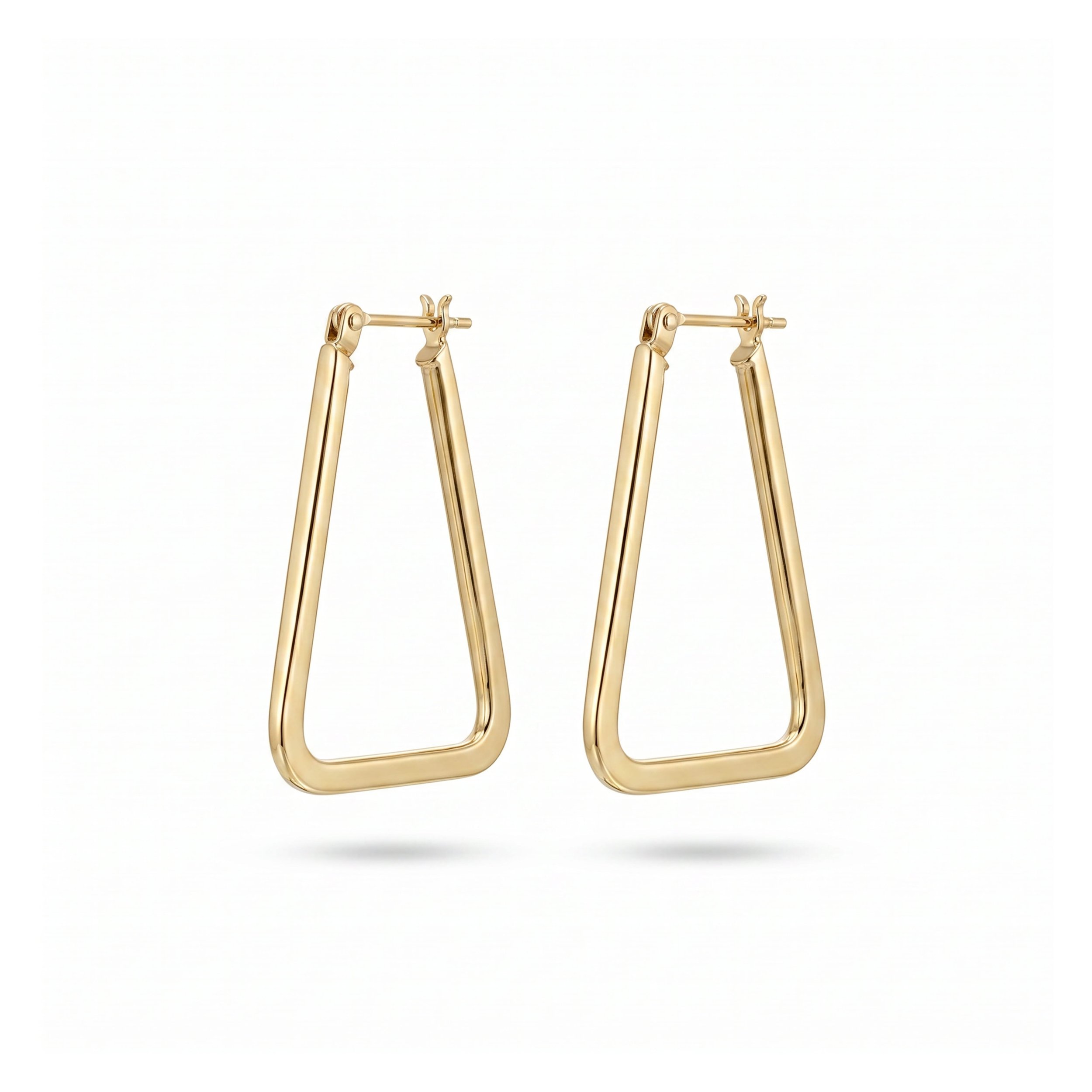 18K Yellow Gold Trapezoid Hoop Earrings (3.16g)
