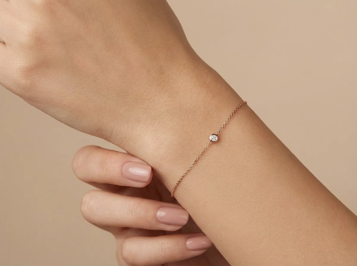 18K Rose Gold & Diamond Solo Bracelet (0.07ct) (1.54g)