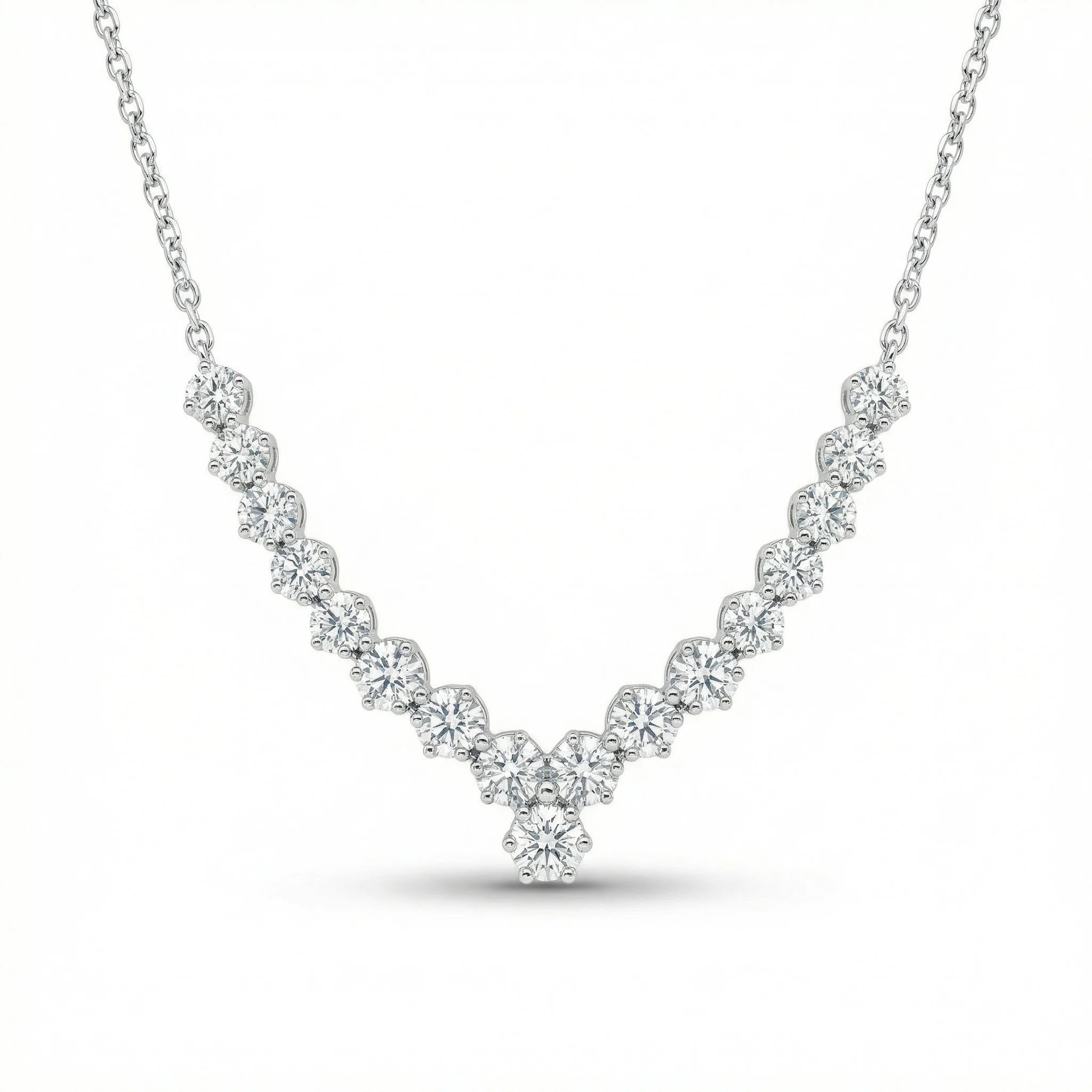 18K White Gold & Diamond V Pendant (1.20ct) (5.88g)