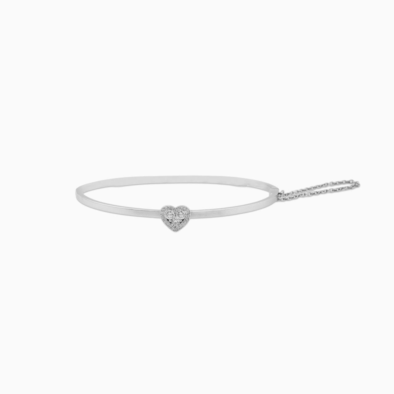 18K White Gold & Diamond Heart Bangle (0.50ct)