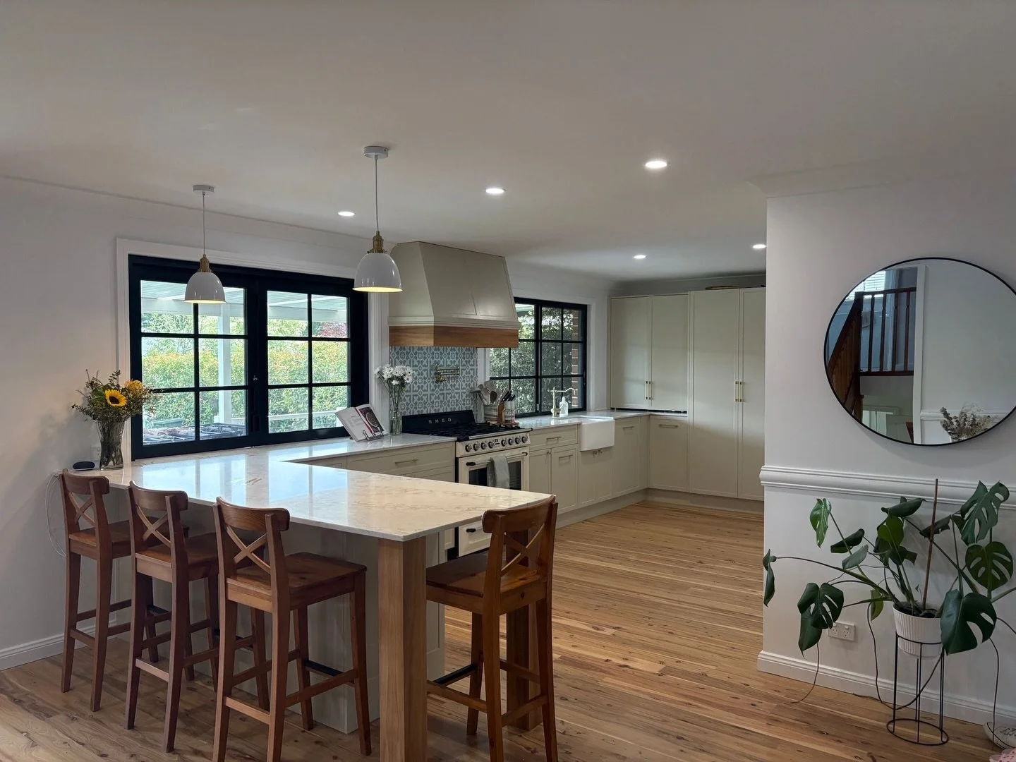 What a transformation! Knocked walls down to open up the living/kitchen. Re-laid 75% of the floor (not that you can tell&hellip;😉) and crafted this beautifully big space for our clients in East Bowral