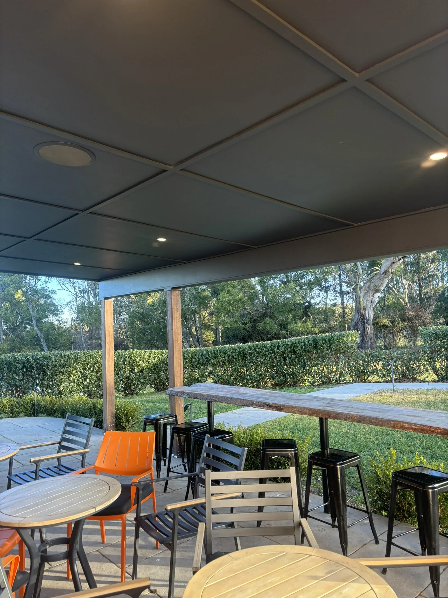 The undercover and underneath of a Pergola built in Southern Highlands by Hessie Homes