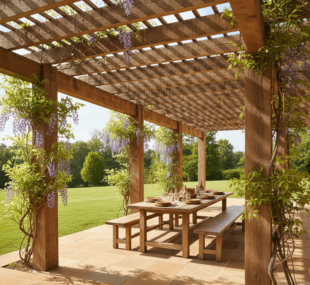Rustic Timber Pergola Hardwood Construction in Southern Highlands NSW