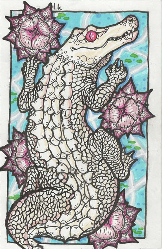 Alligator Bites Never Heal. Made with alcohol markers, inspired (and named) after the album Alligator Bites Never Heal by Doechii.