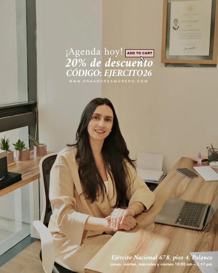&iexcl;TODO ENERO voy a ofrecer el 20% de descuento en cualquier consulta! Ya sea presencial o en l&iacute;nea 👀 para que conozcan el nuevo espacio y aprovechen empezar el a&ntilde;o cuidando de su salud hormonal ✨C&Oacute;DIGO: EJERCITO26