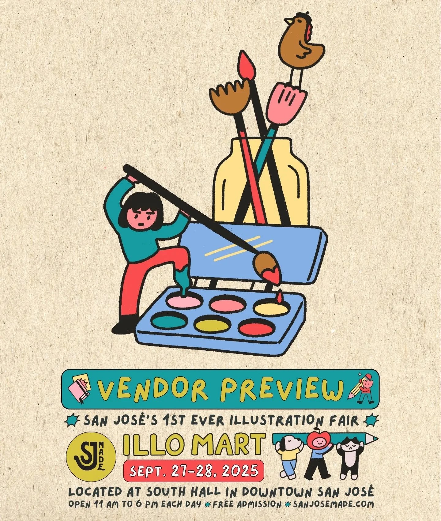💕✨🎉 Our next BIG event is the 1st ever illustration fair in San José: @sjmade ILLO MART!
🩷 Happening on Sept. 27-28, 2025. Located indoors at South Hall, 435 S Market St, San José, CA. Open 11 am to 6 pm each day. Free admission.
?