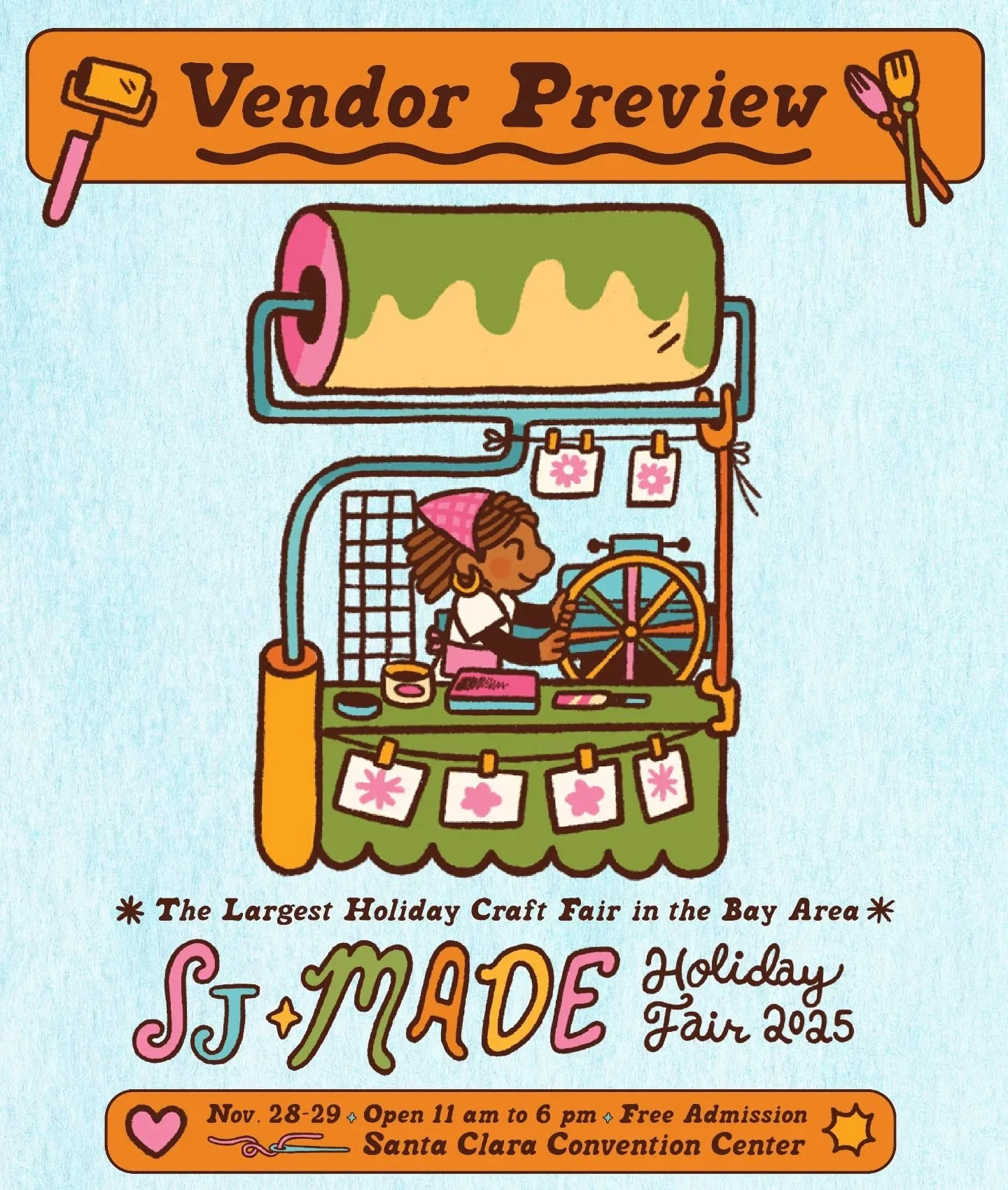 ✨ View our 4th SJMADE Holiday Fair 2025 preview of our wildly wonderful vendor lineup.

⭐ Featured in the Carousel (in order of appearance):
@rolilomi (L13, L14)
@peachisekai (M23)
@puzzlepals.co (Q18)
@bandagebrigade (P13, P14)
@jacquelindeleon (L03