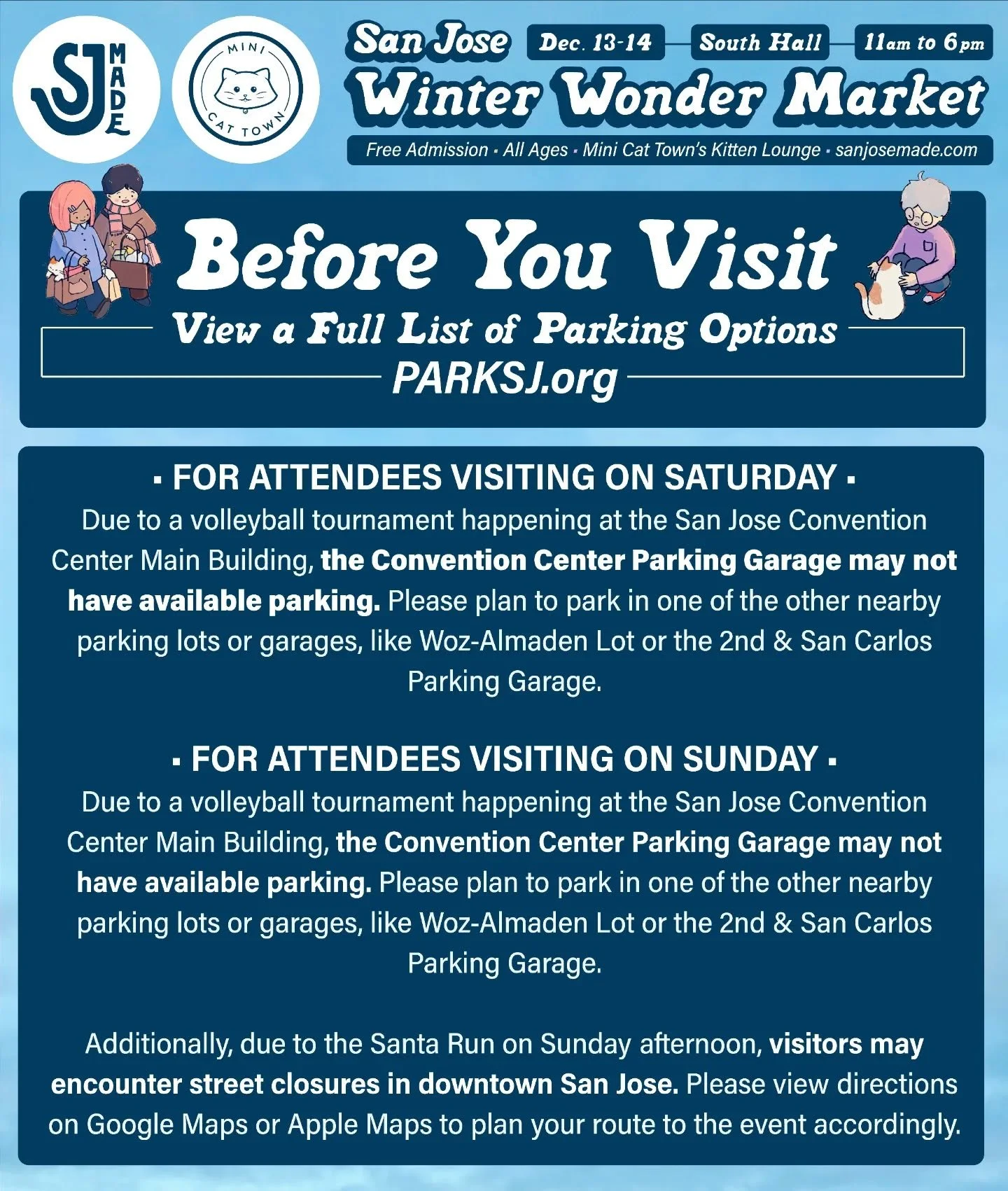 🚘 Parking &amp; traffic update for this weekend&rsquo;s event! Please view parksj.org (link in bio) before visiting the event to find available parking near the venue. Their website shows which garages and lots are filled up already and which still 