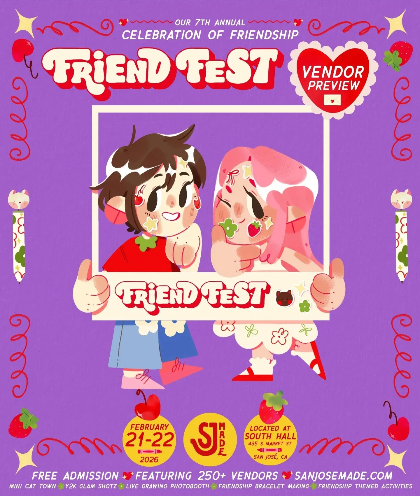 💕 View our 3rd Friend Fest 2026 Vendor Preview!

❤️ Happening on Feb. 21-22, 2026 in downtown San Jos&eacute;, Friend Fest will feature 250+ of your absolute faves (and soon to be new faves) makers, artists, artisans, illustrators, designers, crafte