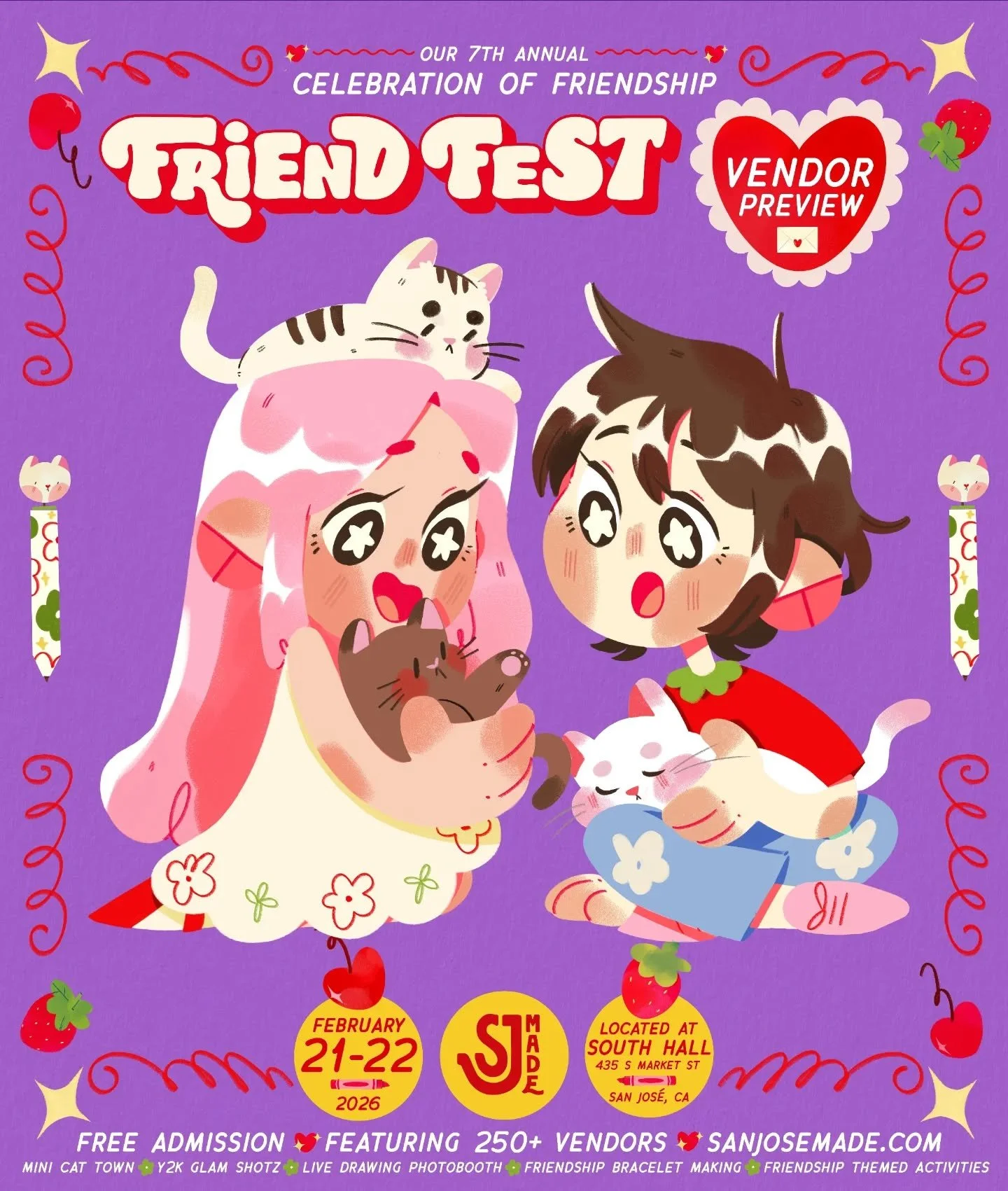 💕 View our 4th Friend Fest 2026 Vendor Preview!

❤️ Happening on Feb. 21-22, 2026 in downtown San Jos&eacute;, Friend Fest will feature 250+ of your absolute faves (and soon to be new faves) makers, artists, artisans, illustrators, designers, crafte