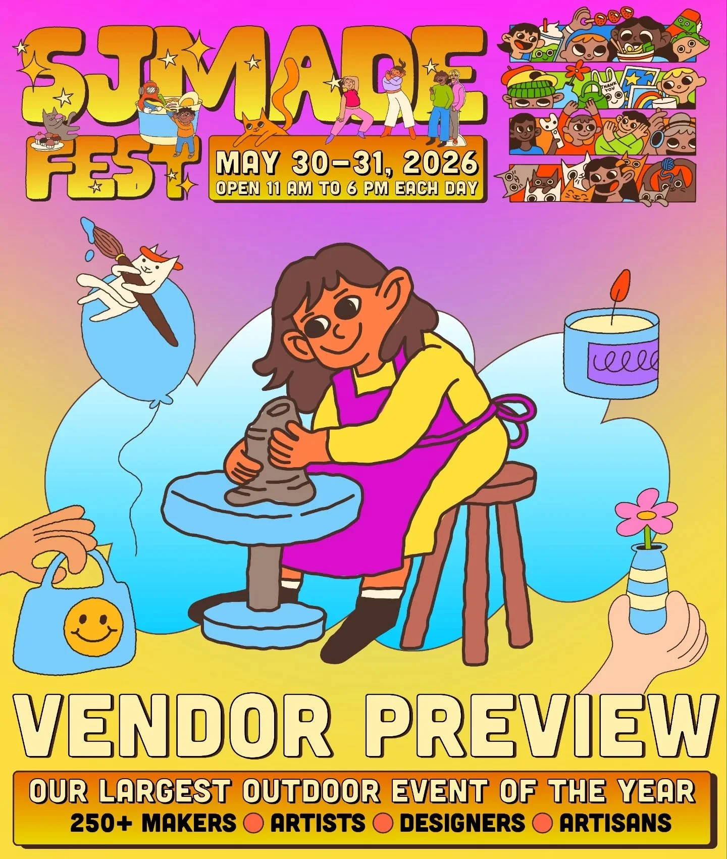 🌞 Our 2nd preview of the vendor lineup for our upcoming event: SJMADE Fest 2026! Our biggest outdoor event of the year. Happening on Saturday, May 30 and Sunday, May 31. Located at History Park San Jos&eacute; (@historysanjose). Open from 11 am to 6