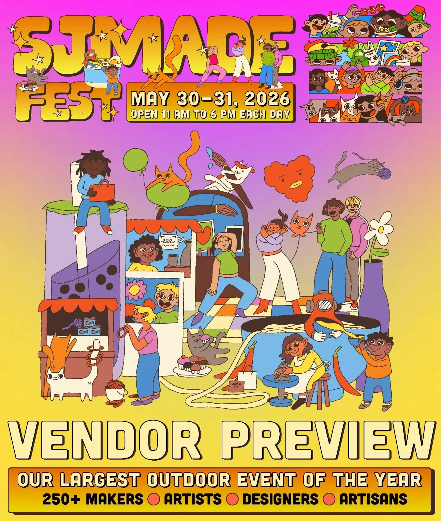 🌞 Our 3rd preview of the vendor lineup for our upcoming event: SJMADE Fest 2026! Our biggest outdoor event of the year. Happening on Saturday, May 30 and Sunday, May 31. Located at History Park San Jos&eacute; (@historysanjose). Open from 11 am to 6