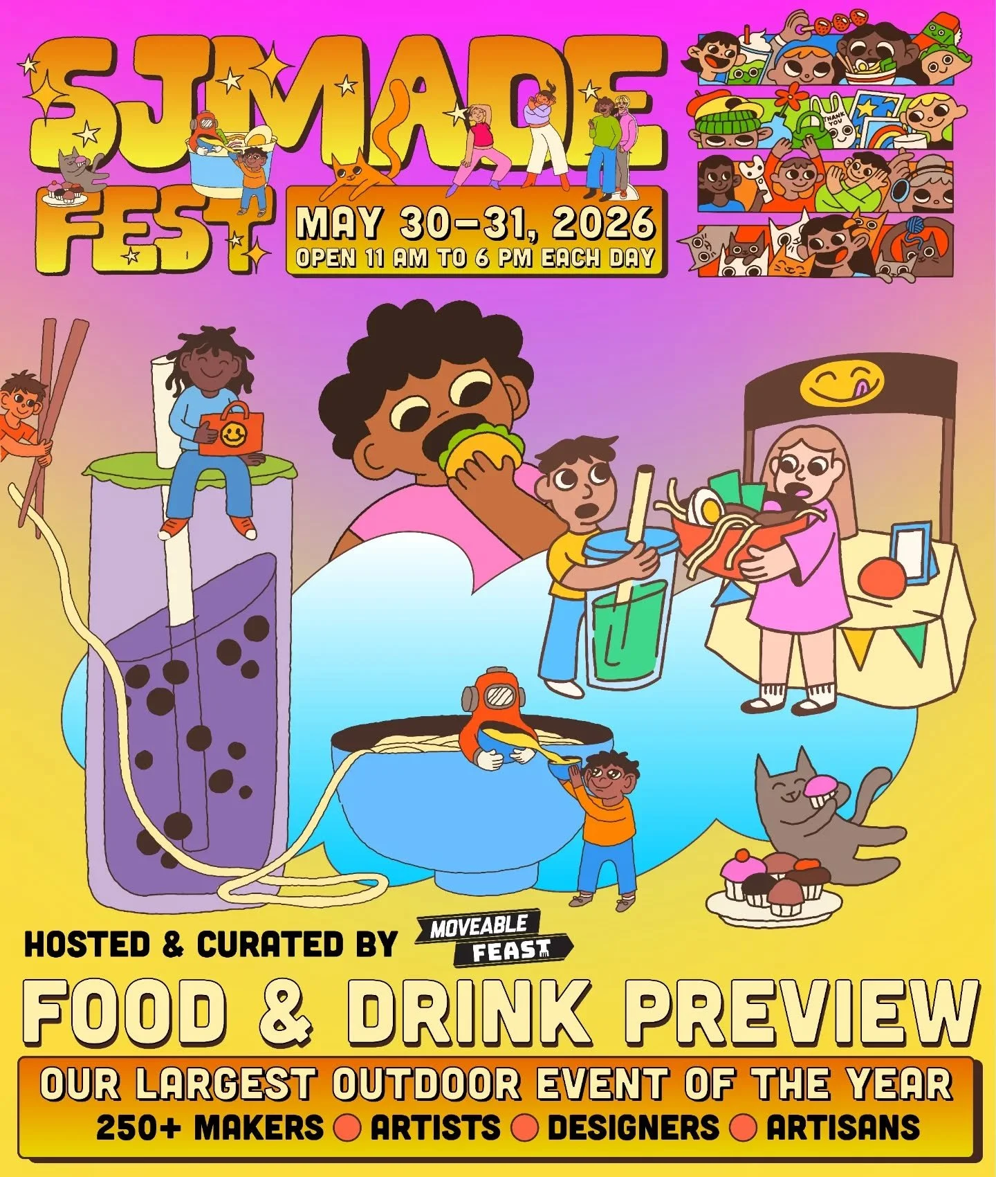 🌞🍜🧋🍰 Preview in the caption the full food &amp; drink vendor lineup at this weekend&rsquo;s SJMADE Fest 2026! Happening on Saturday, May 30 and Sunday, May 31. Located at History Park San Jos&eacute; (@historysanjose). Open from 11 am to 6 pm eac
